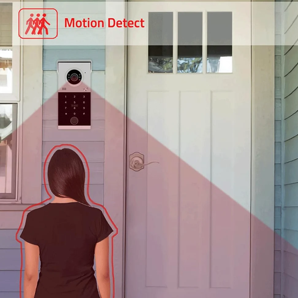 Videocitofono cablato per appartamento, monitor touch da 7 pollici con campanello 1080P, sblocco password scheda RFID con impronte digitali, monitoraggio per casa villa