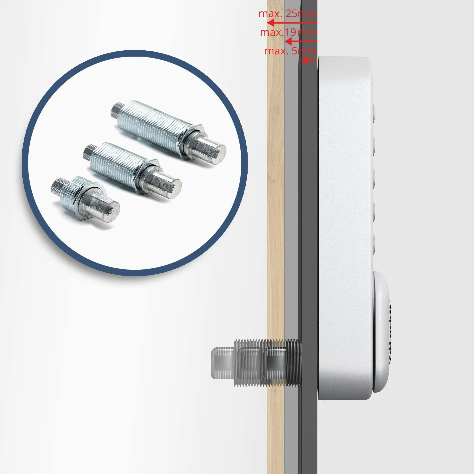 KitLock Serratura elettronica KL1000 | per armadietti e mobili | senza chiave con serratura a combinazione | verticale | argento