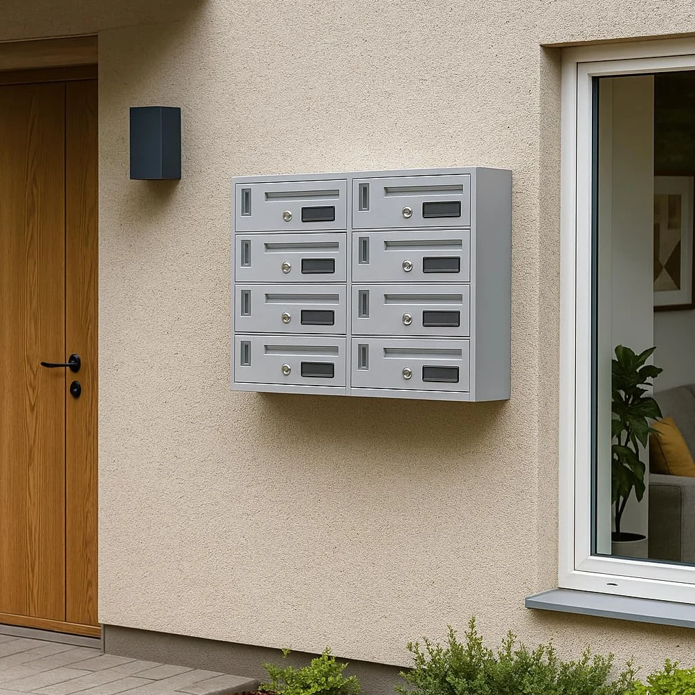 Cassetta postale condominiale da muro buca lettere componibile Made in Italy Argento 8 Posti