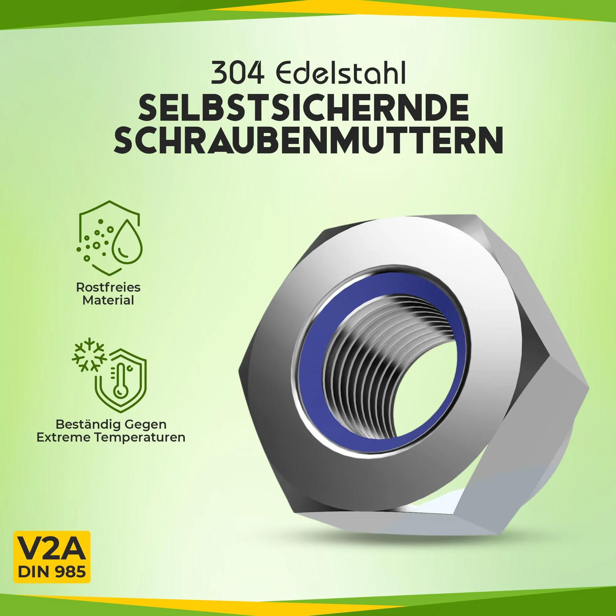 Offgridtec 25 dadi autobloccanti acciaio inox V2A M2.5 DIN 985 antiruggine
