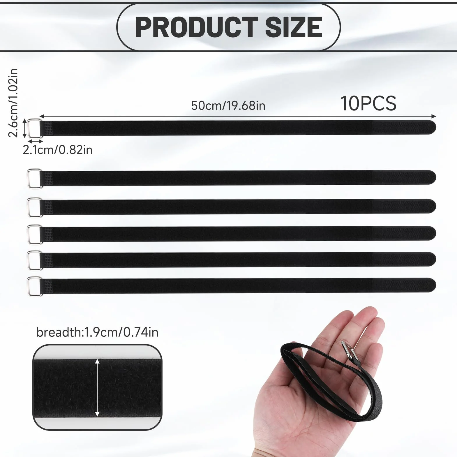 Regolabili Cinghie per Cavi Antiscivolo Multiuso 10pcs, Fascette per Bicicletta e Bagagli, 2CM*50CM