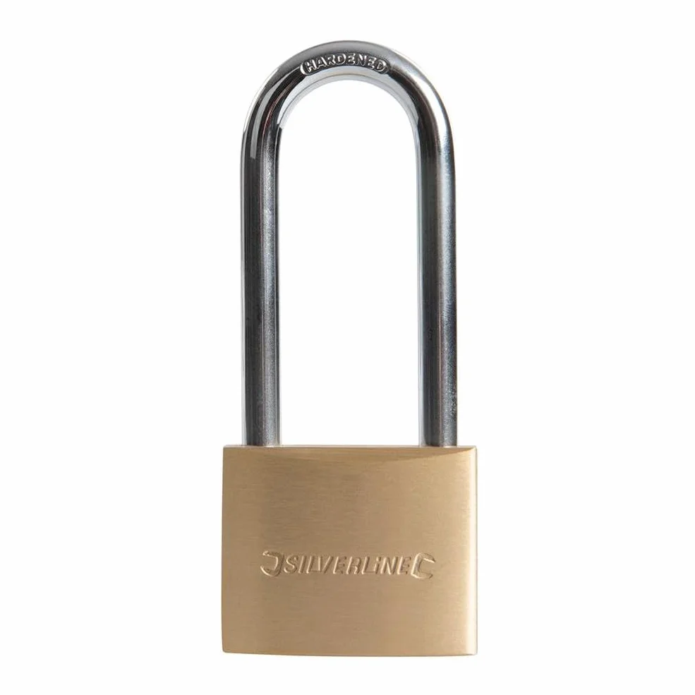 Silverline MSS04L - Lucchetto in ottone ad arco lungo, 50 mm