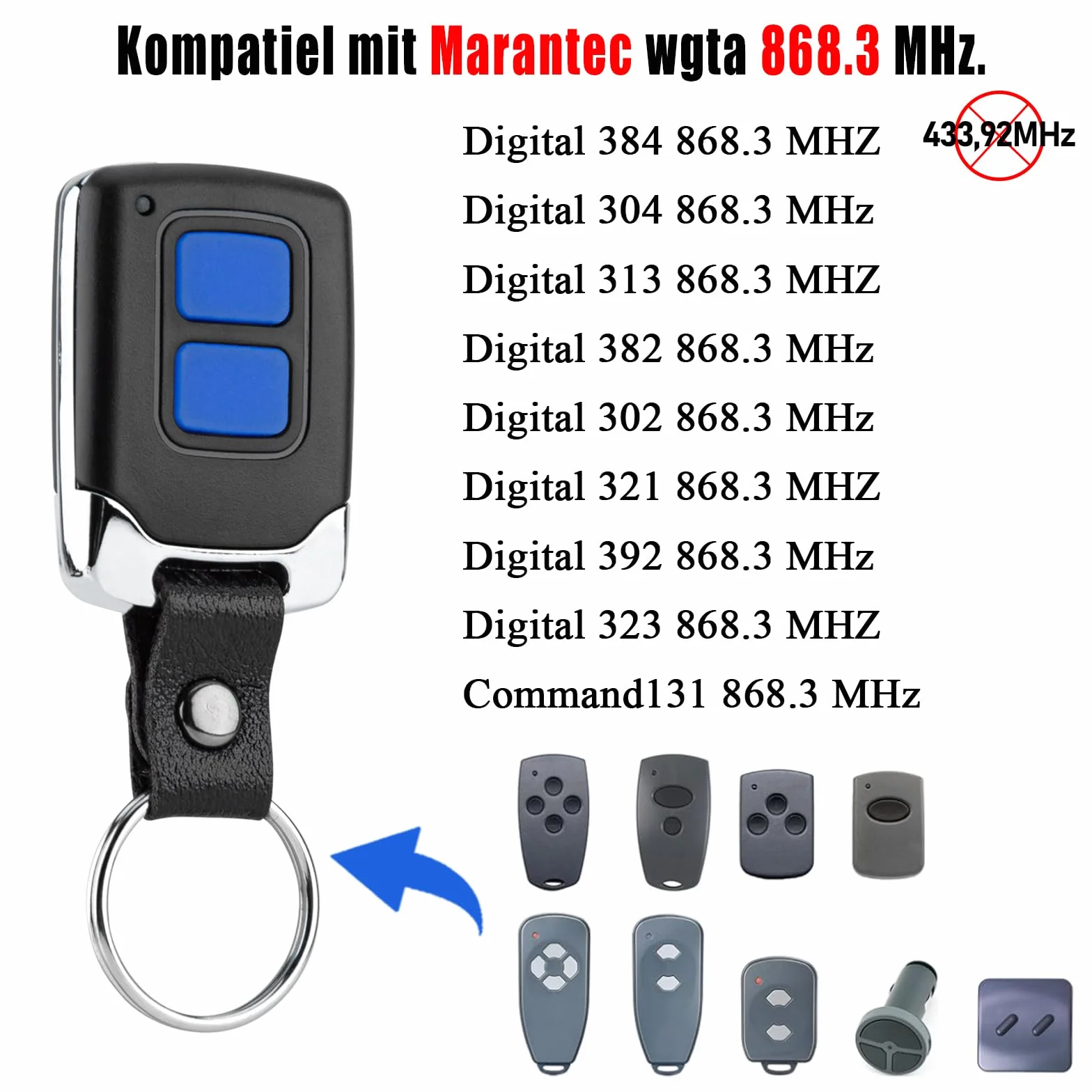 DDcafor Confezione da 2 telecomandi per Hörmann HSE2-868 HSM4-868 HS4-868 HS(M) 2/4, ricambio per Hörmann Blue Button 868,3 MHz telecomando, apriporta garage, mini telecomando portatile