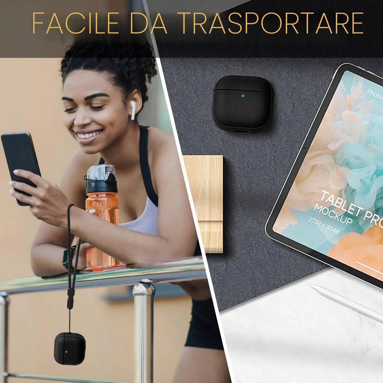 Teyomi Cover compatibile con Airpods 4, TPU Airpods 4 Cover con Cordino, Custodia Protettiva Progettazione della trama per AirPods 4 Generazione Case, Supporto ricarica wireless [Nero]