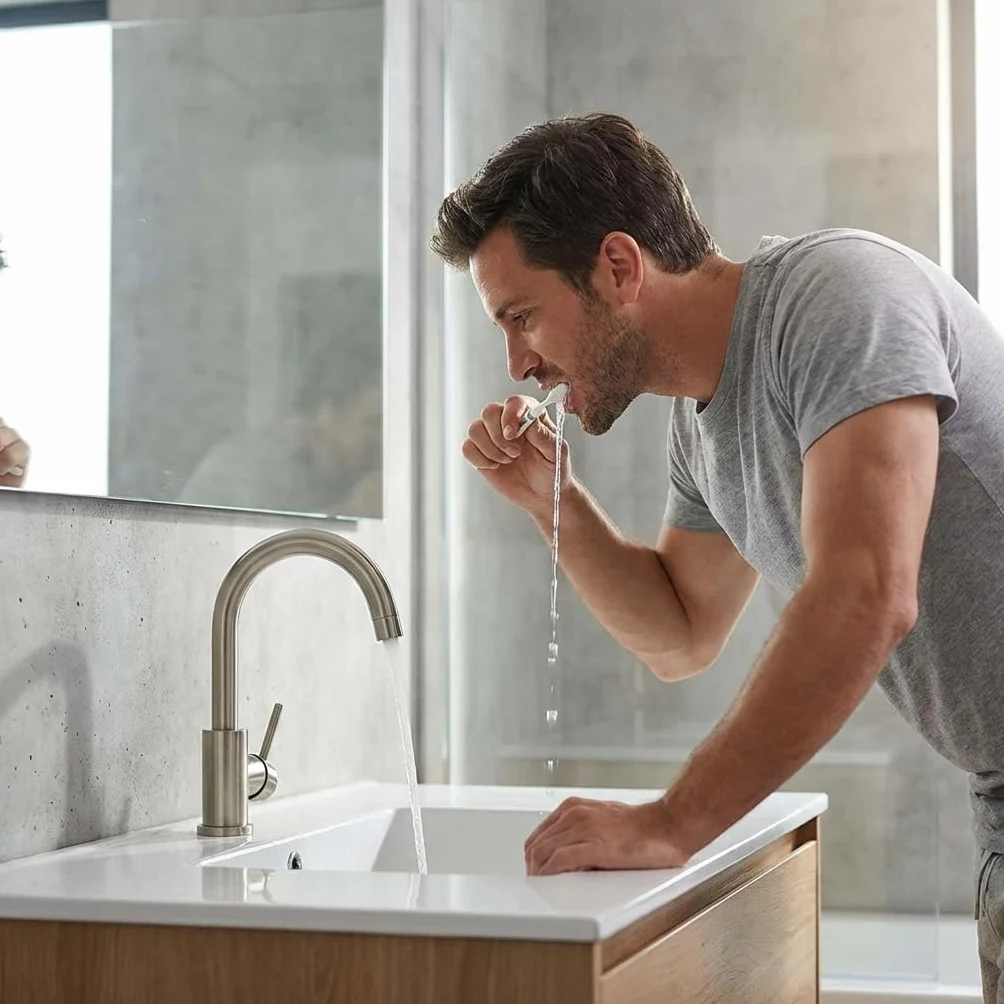 GRIFEMA Miscelatore Lavabo Bagno Alto Grigio Opaco, Rubinetto Girevole a 360° in Ottone, Monocomando Moderno Antracite per Lavandino, Bocca Alta 180mm, Design Anti-corrosione, Attacco G3/8, G1002A