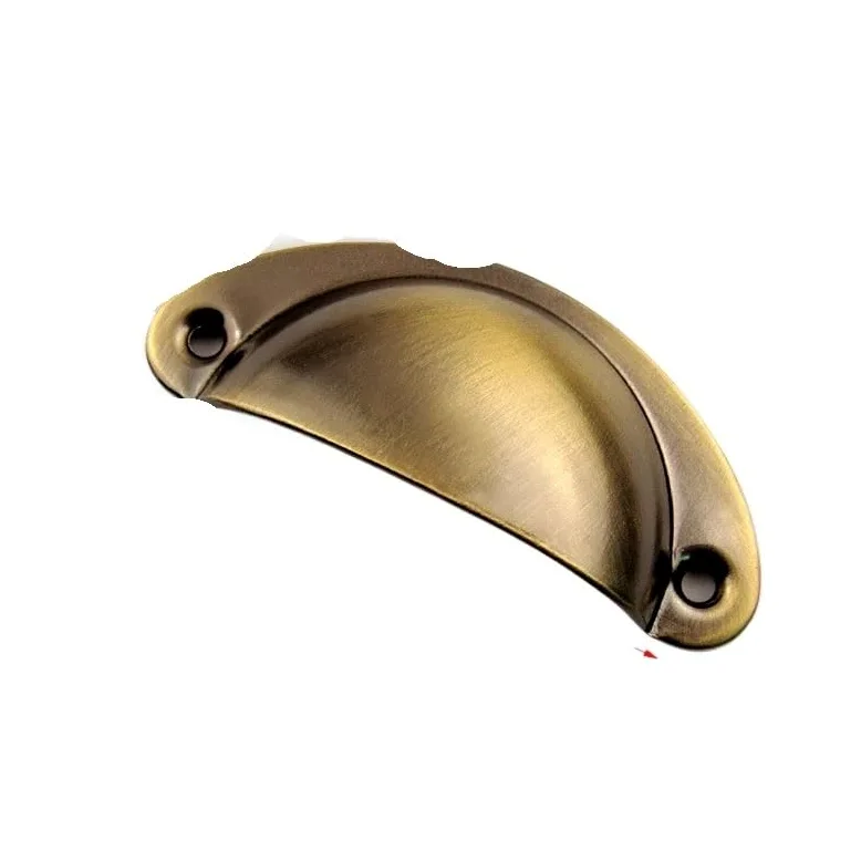 Maniglie for armadietti a conchiglia retrò in ottone antico da 20 pezzi(Brushed Green Bronze)