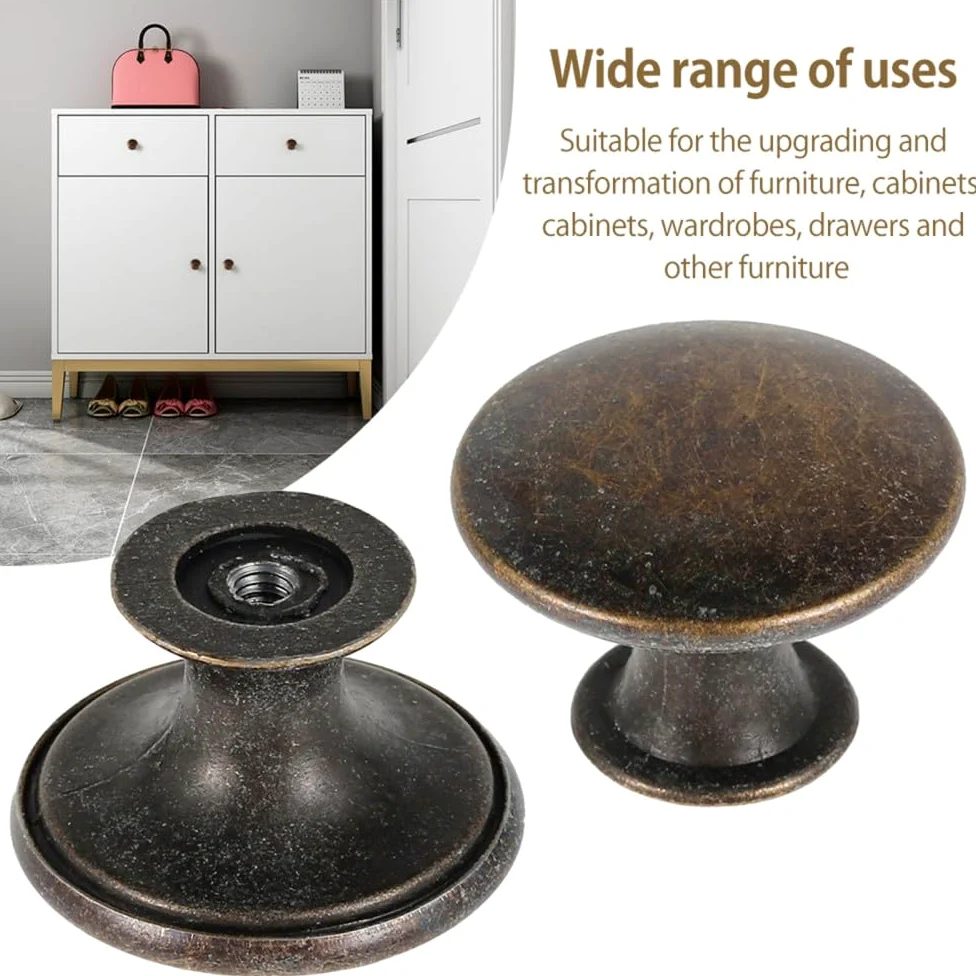 12 pezzi pomelli per mobili vintage in bronzo antico pomello per porta dell'armadio pomello rotondo in lega di zinco per comò pomello per maniglia per cassetto con foro singolo, 24 pezzi