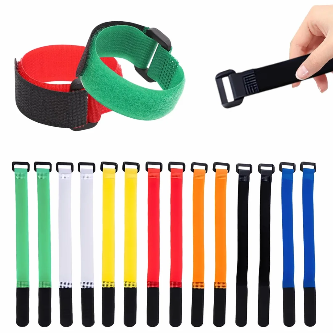 Cinghie di Fissaggio Riutilizzabili Nylon 30cm x 2cm Regolabili per Gestione Cavi Organizer