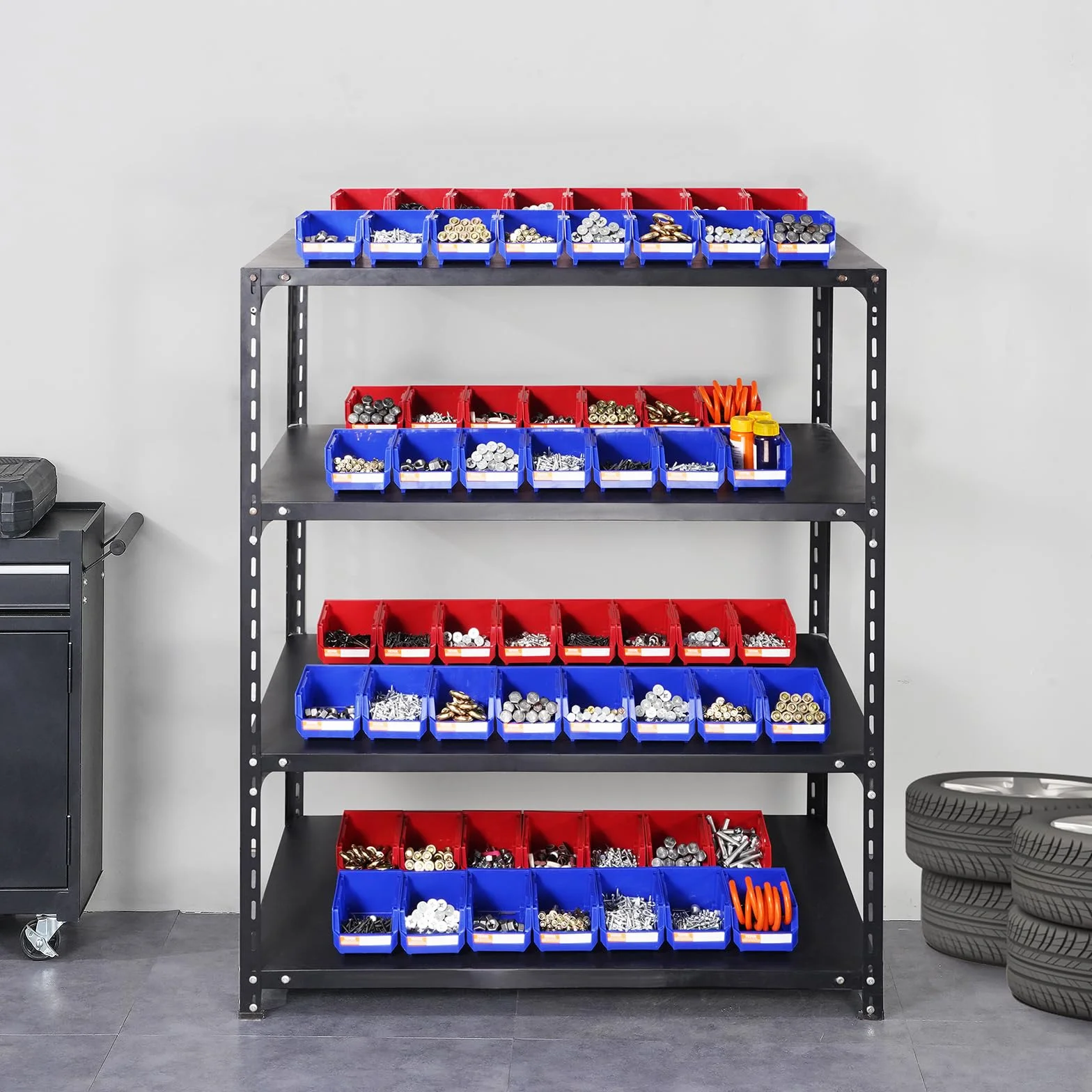 VEVOR 24 Pezzi Scatole Impilabili in Plastica 137x105x78mm Portaoggetti da Muro Officina Garage