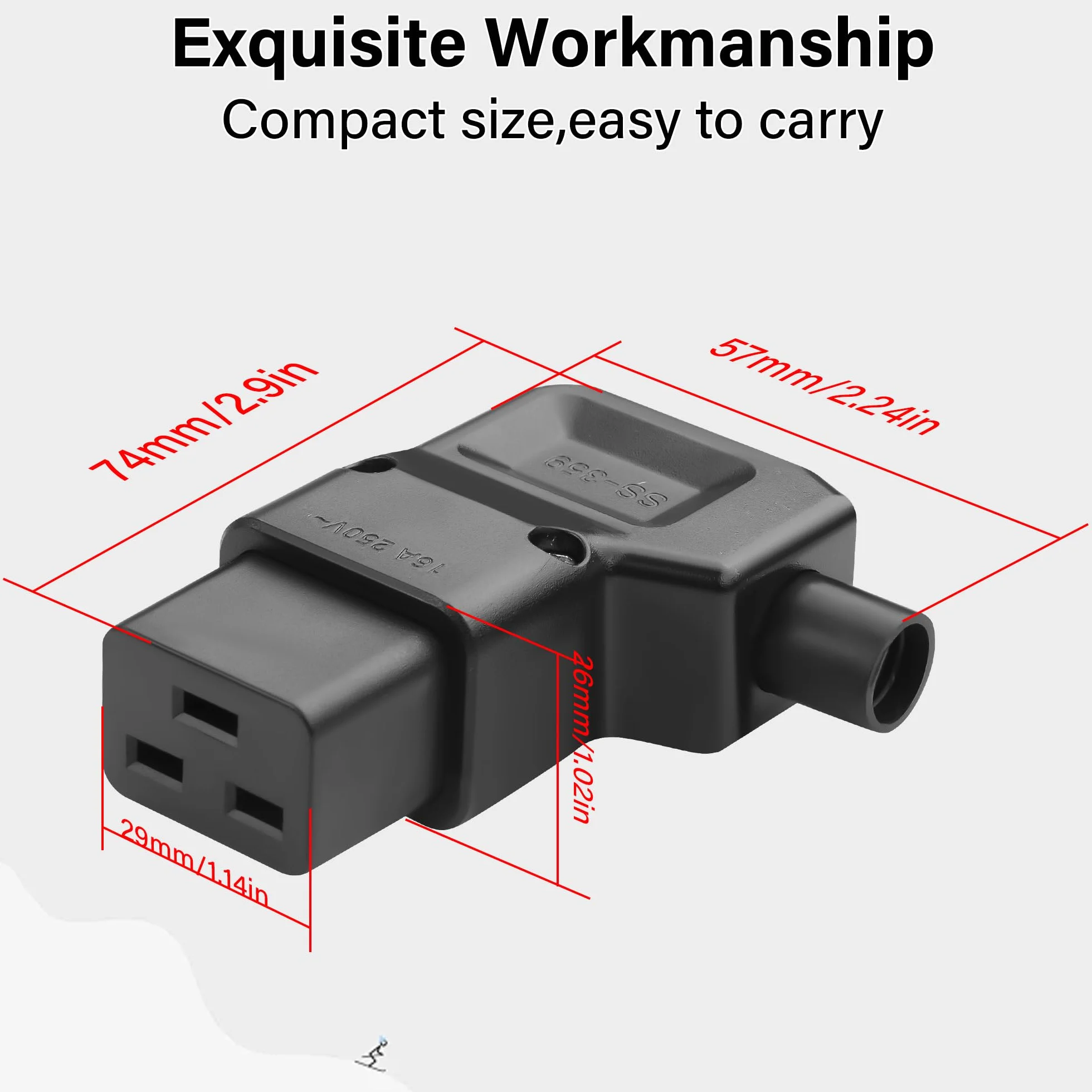 Adattatore CA ad angolo retto IEC320 C19,16 A/250 V C19 staccabile connettore fai da te C19,90 gradi C19 PDU per strisce di alimentazione UPS (C19)