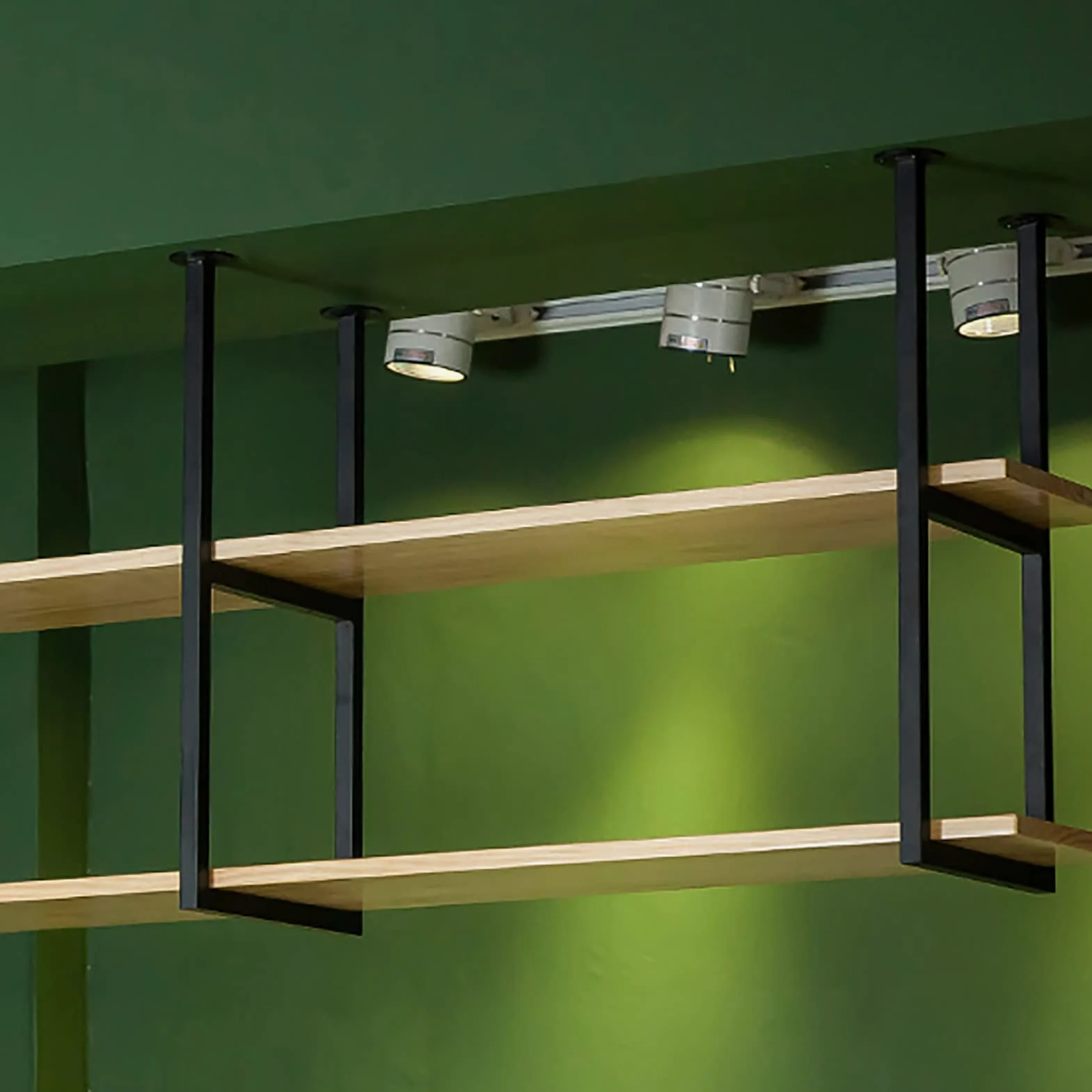 Mensole galleggianti da parete con staffe a soffitto a 2 strati, facili da installare, scaffale decorativo per bar e ristorante, nero (80 x 30 x 60 cm)