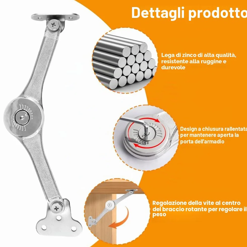 2 Pezzi Supporto Cerniera per Ante Ribalta, Cerniere a Ribalta per Armadietto Scaffale con Viti e Chiave a Brugola, 75°/90°/110° Ribaltabile Cerniere per Ante Cucina Ammortizzate, per Armadietti