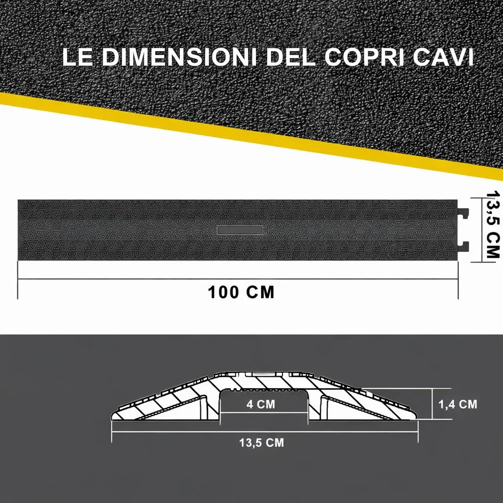 Copertura per Cavi per Pavimento Protettore 80'' 203cm Rampe Protettive Pesanti Modello Piccolo 4 Pezzi