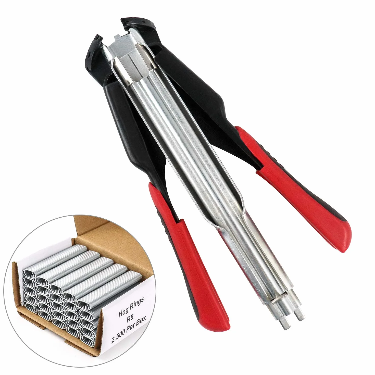 QWORK Pinza Sparachiodi Hog Ring Pistola C clip per Gabbie Cuscini Auto 2500pz