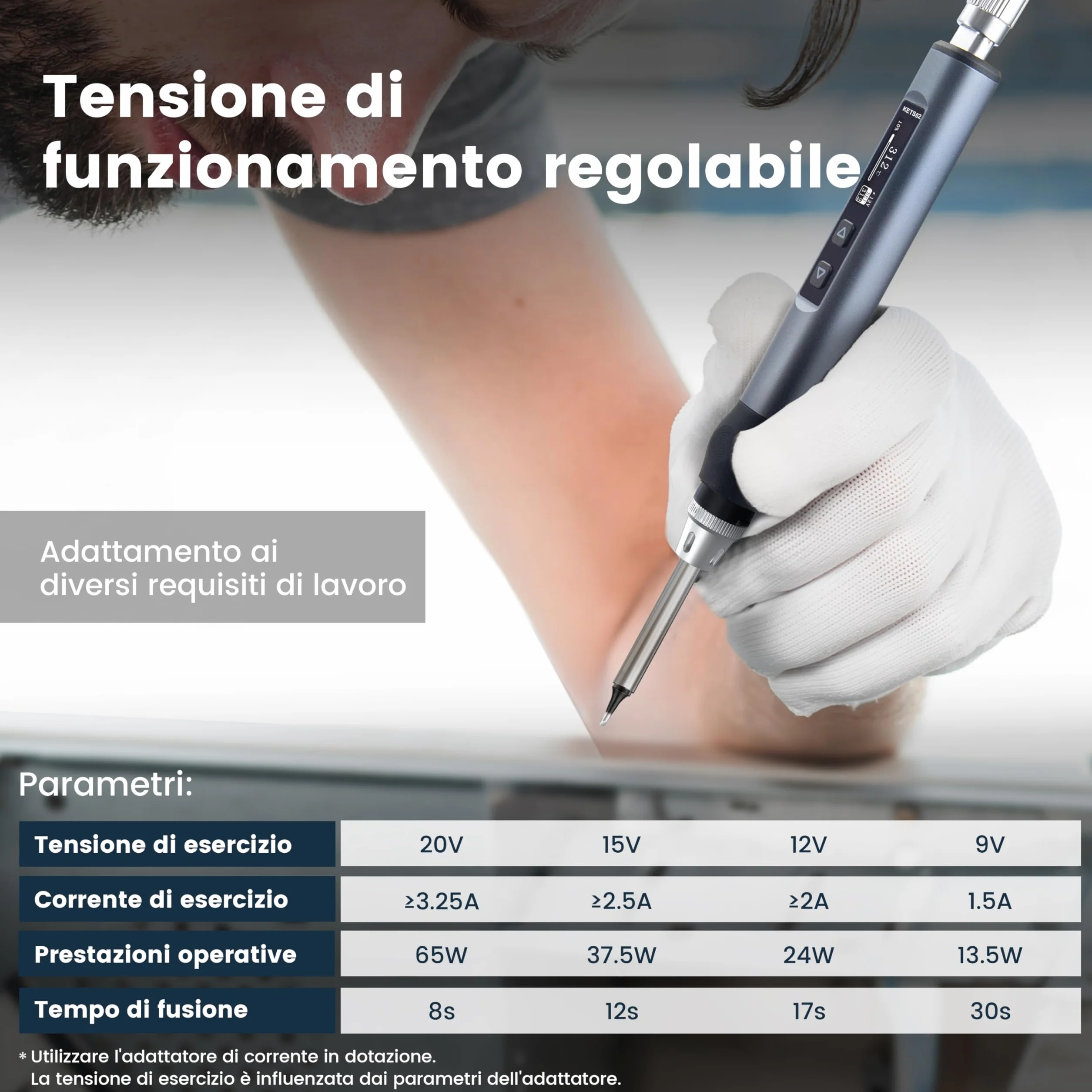 KAIWEETS Saldatura a Stagno Kit, Saldatore Smart con Display Digitale 80℃-420℃ Controllo Temperatura Tensione Regolabile PD GaN Caricabatterie 6 Punte