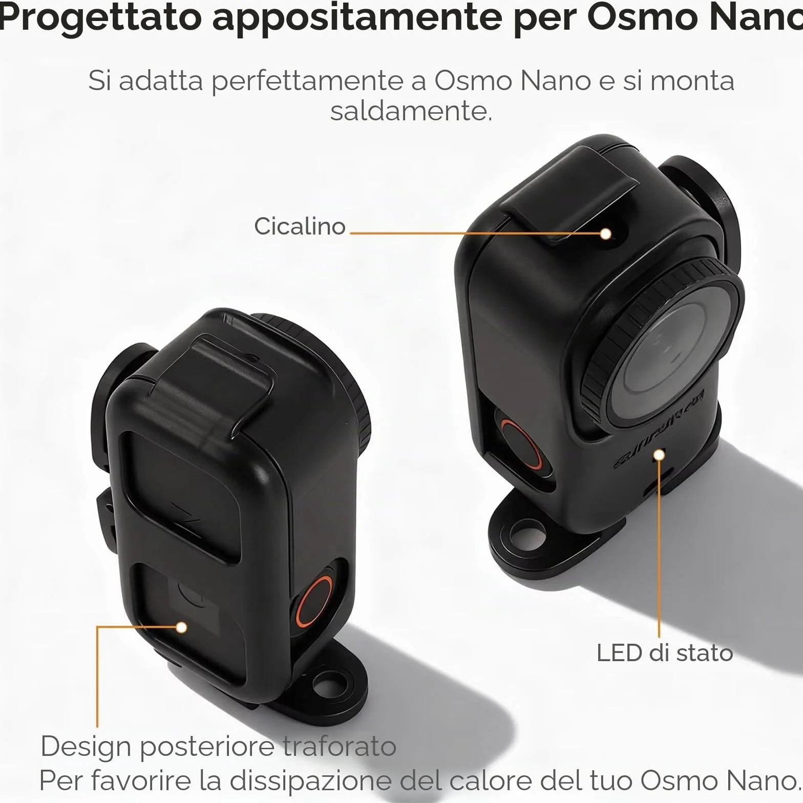 Telaio protettivo Gabbia Plastica per DJI Osmo Nano, Verticale-Orizzontale Adattatore Supporto Espansione Staffa Accessori per DJI Osmo Nano per treppiede/bastone selfie/zaino bicicletta clip