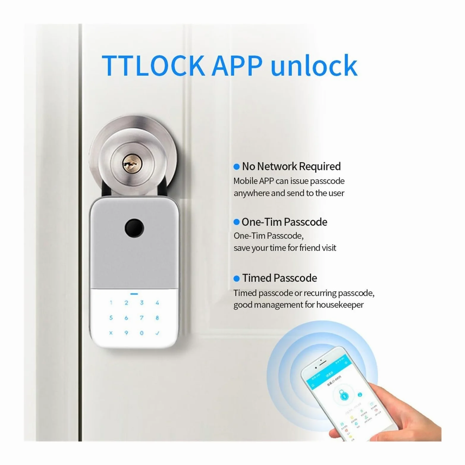 Cassetta di sicurezza, Key Safe TTlock APP Finrprint Digital Box App Accesso remoto Montaggio a parete Combinazione di sicurezza