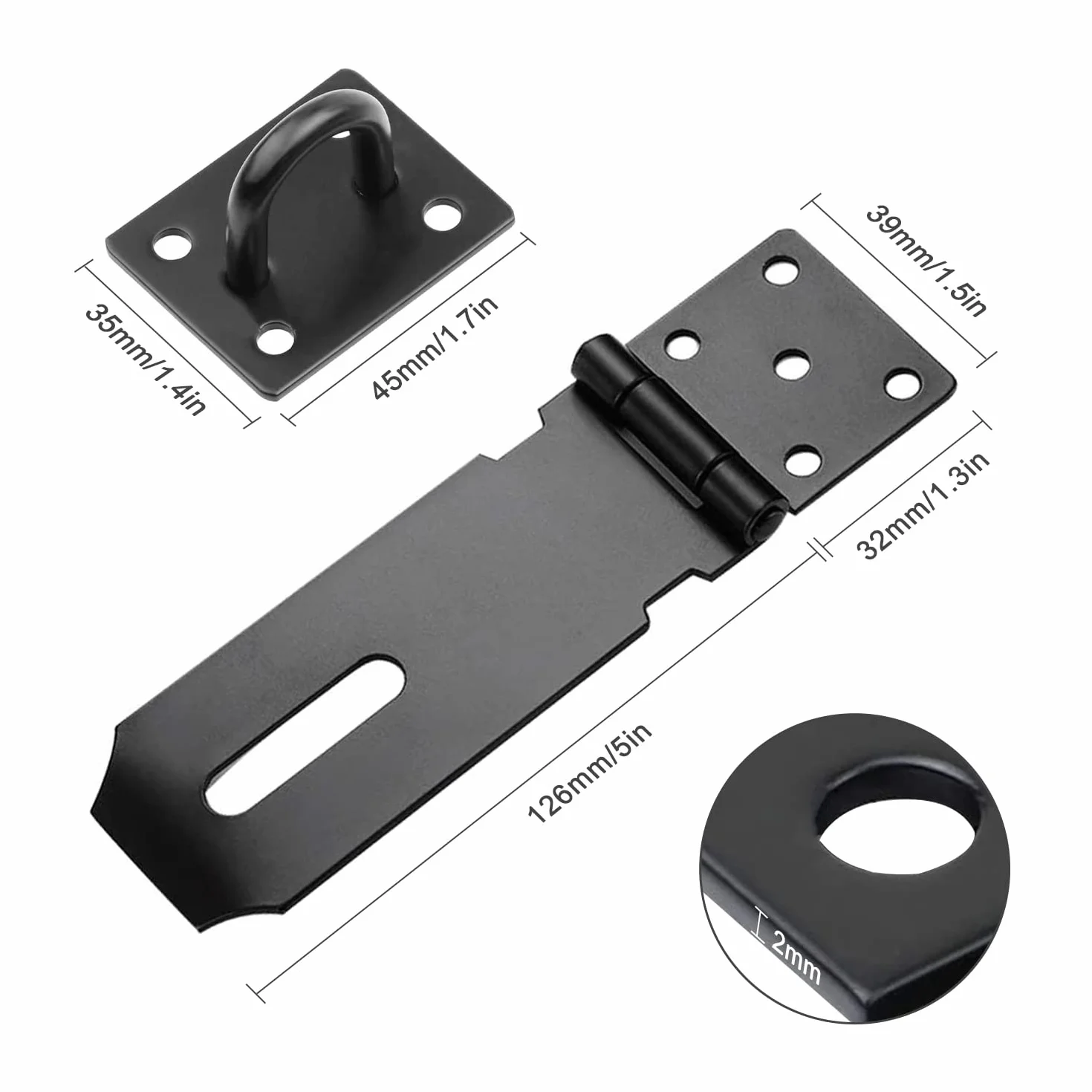 Chiavistello Porta in Acciaio Inox 5 Pollici 2 Pezzi Hasp Serratura per Lucchetto