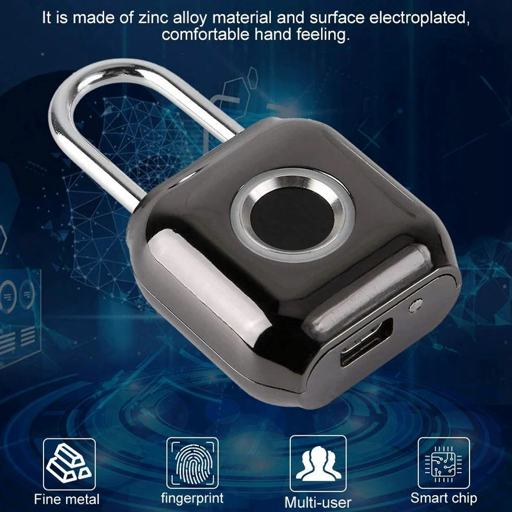 Lucchetto per impronte digitali Smart Touch Lock Metallo Impermeabile IP65 Antifurto Int Keyless per palestra Armadietto Zaino da scuola Valigia Bagagli da viaggio