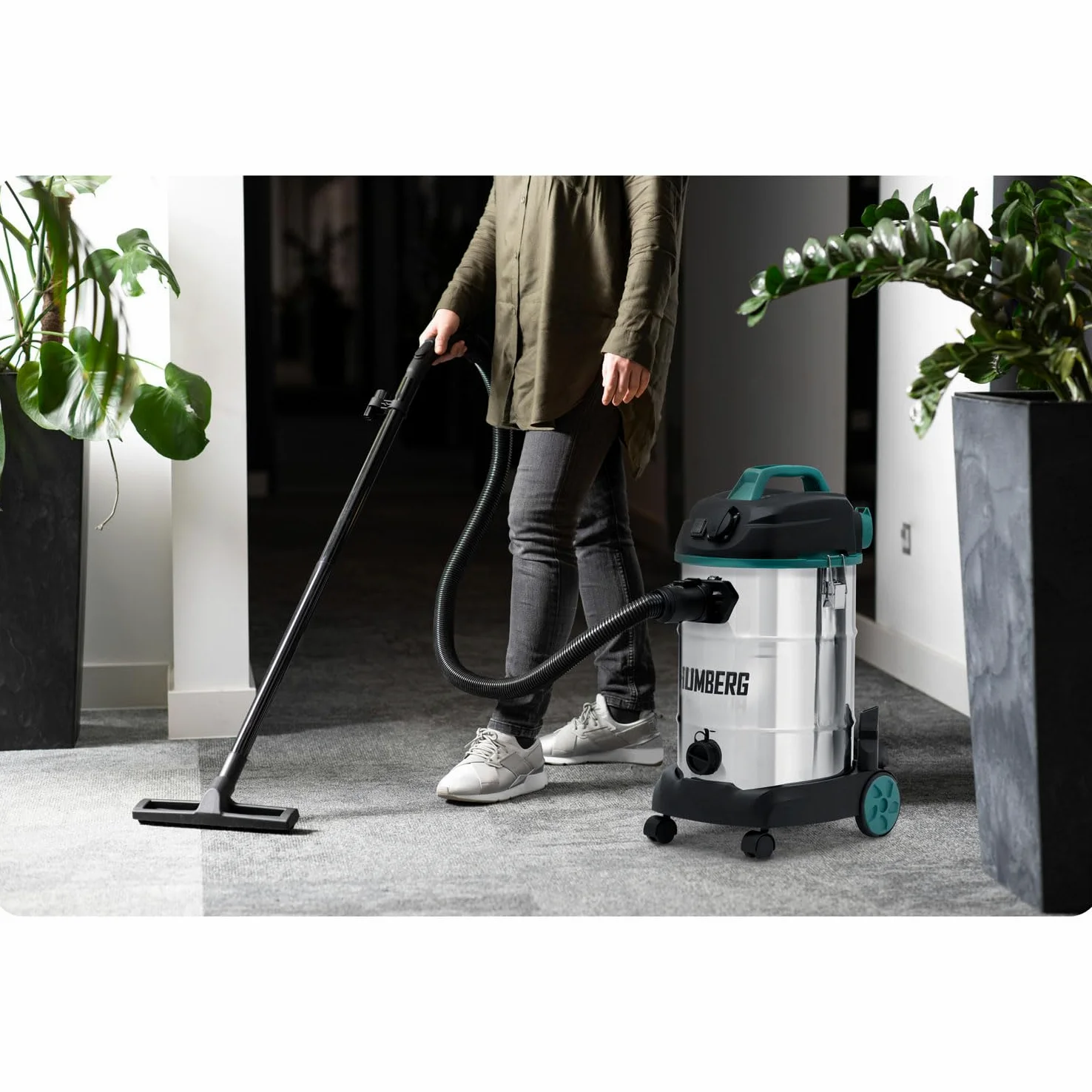 Humberg HM-402 30L 1600W Aspirapolvere industriale Wet Dry Aspirapolvere per cenere e macerie Presa senza sacco per utensili elettrici aggiuntivi