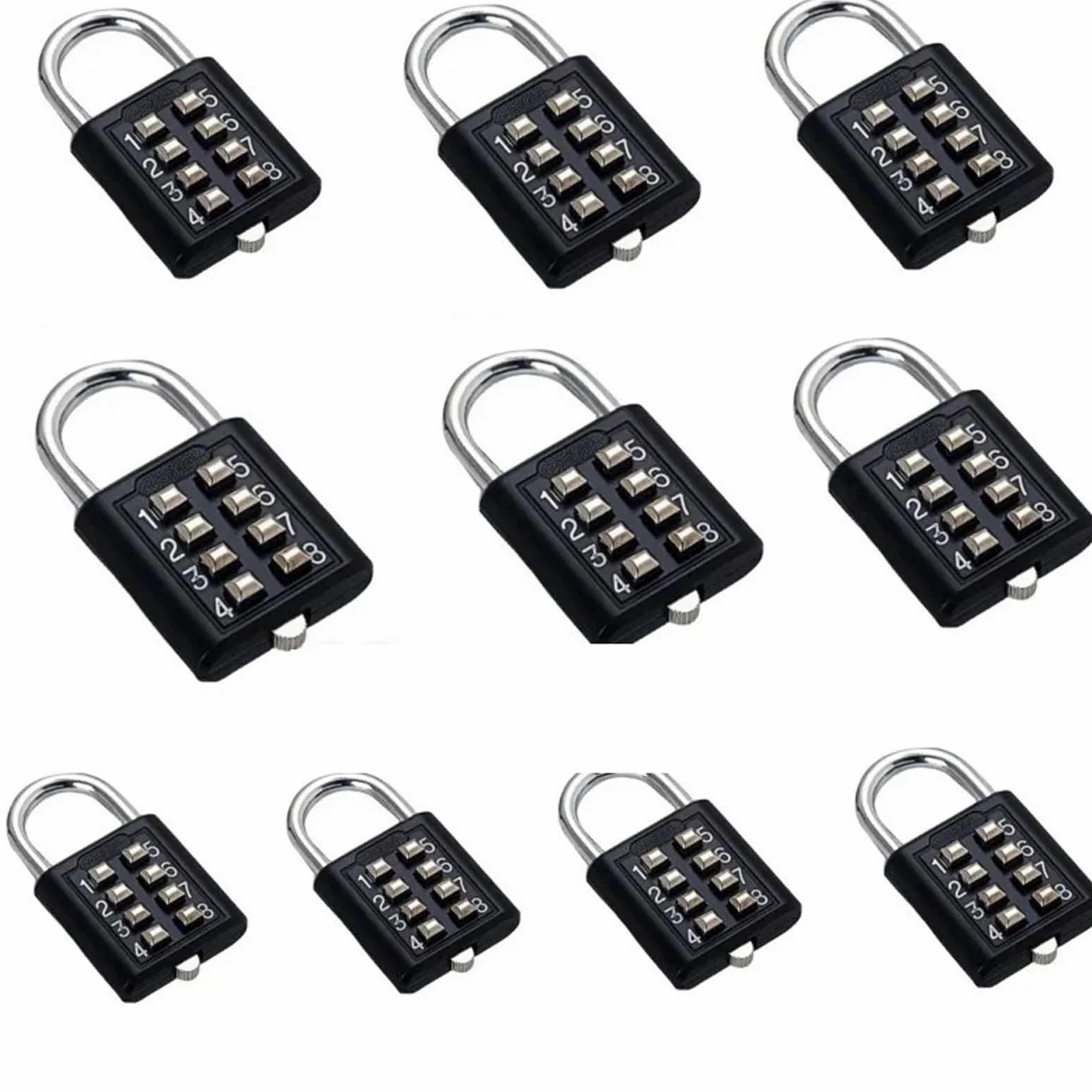 Lucchetto a combinazione Lucchetto a combinazione con codice password a 8 cifre Valigia in lega di zinco for bagaglio Codice da viaggio Smart Lock chiave Blocco antifurto(10 PCS WHITE)