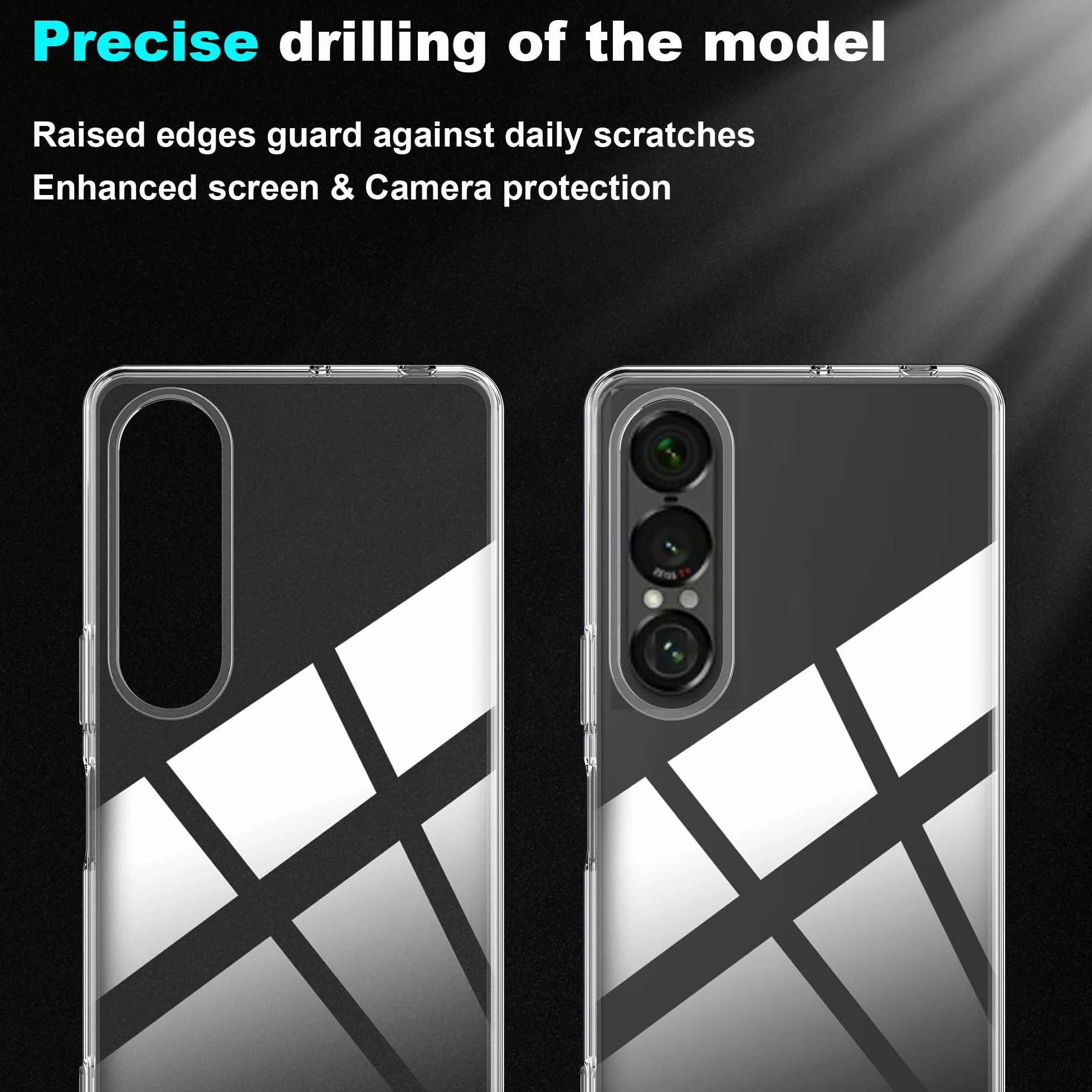 Cover per Sony Xperia 1 VII Custodia per Assorbimento degli Urti Sottile Morbida in Silicone TPU Protettiva [Protezione da Caduta] + [1 Pezzi] Vetro Temperato -Trasparente