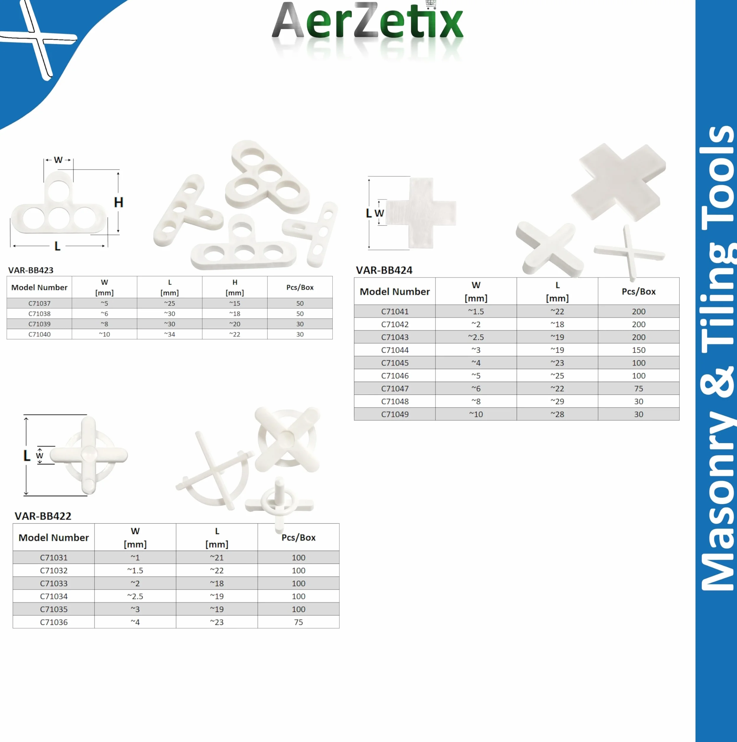AERZETIX Set di 150 distanziatori a croce 3mm per piastrelle