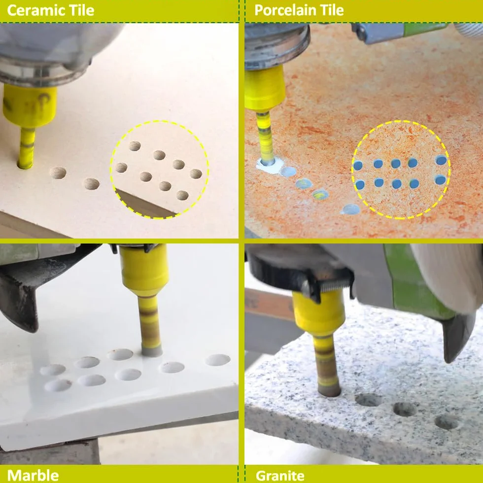SANLEETEK Punte per Trapano Diamantate 10mm M14 5 pezzi per Ceramica Porcellana Marmo Granito