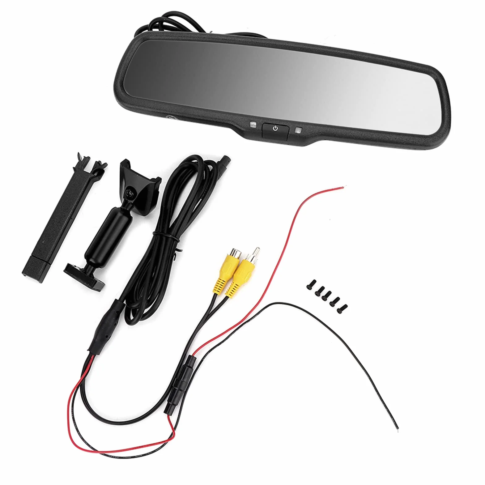 Display per specchietto retrovisore, monitor per specchietto retrovisore auto da 4,3 pollici con oscuramento automatico con staffa nera per auto e camion