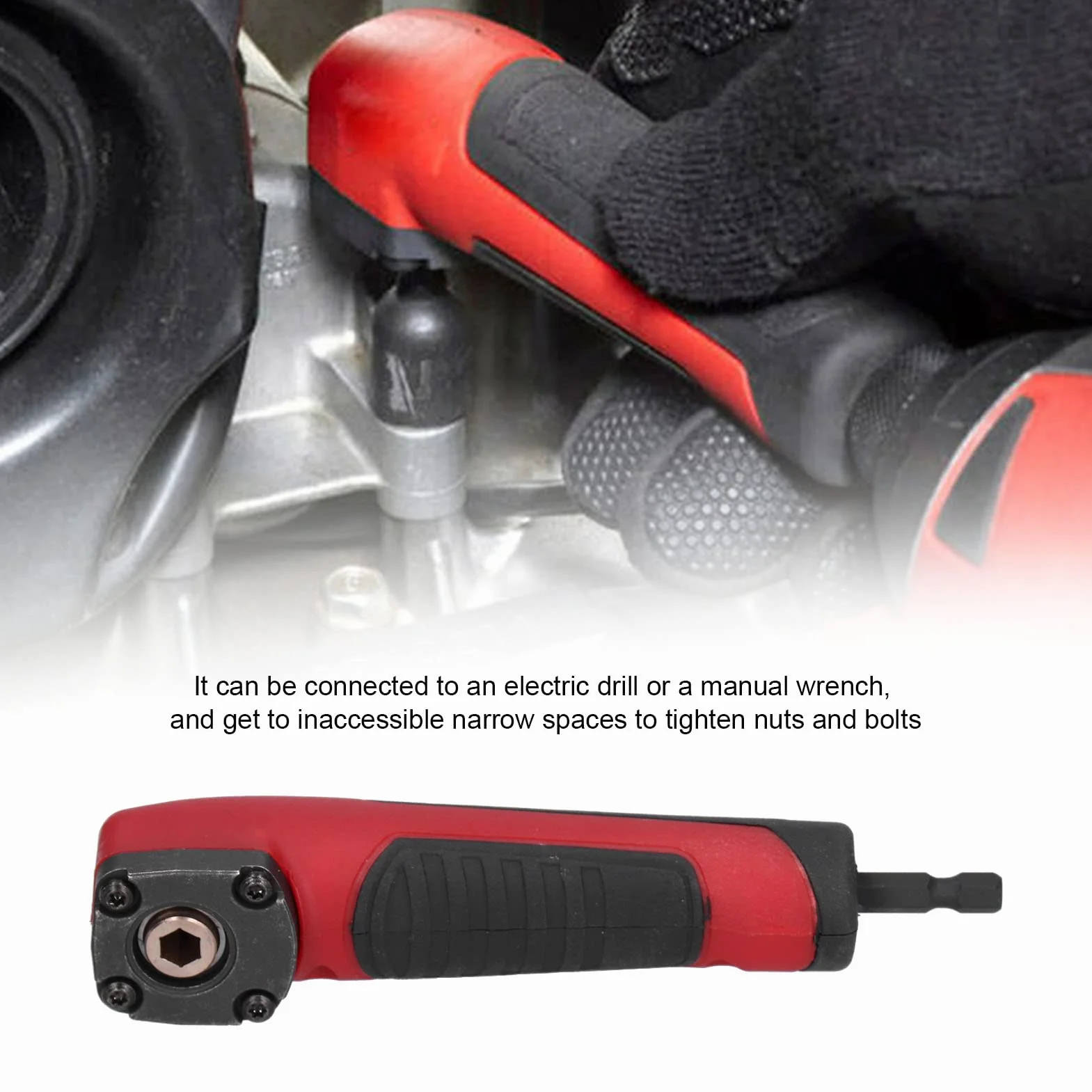 Adattatore ad Angolo Retto, Adattatore ad Angolo Retto Shockwave Adattatore Multifunzionale Rosso per Trapano Avvitatore a Percussione da 90 Gradi