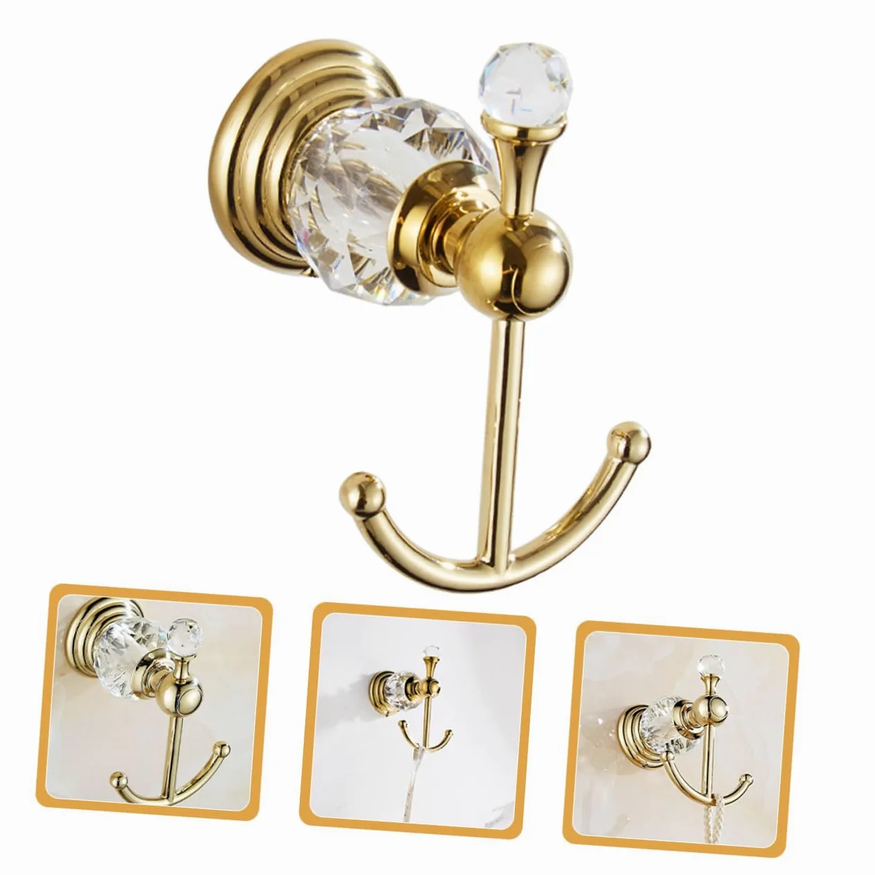 TEHAUX Gancio da Parete Dorato per Bagno e Guardaroba, Gancio Portaoggetti Robusto e Decorativo, Supporto per Accappatoi, Asciugamani e Abiti, Salvaspazio per Camera e Cucina, Ganci