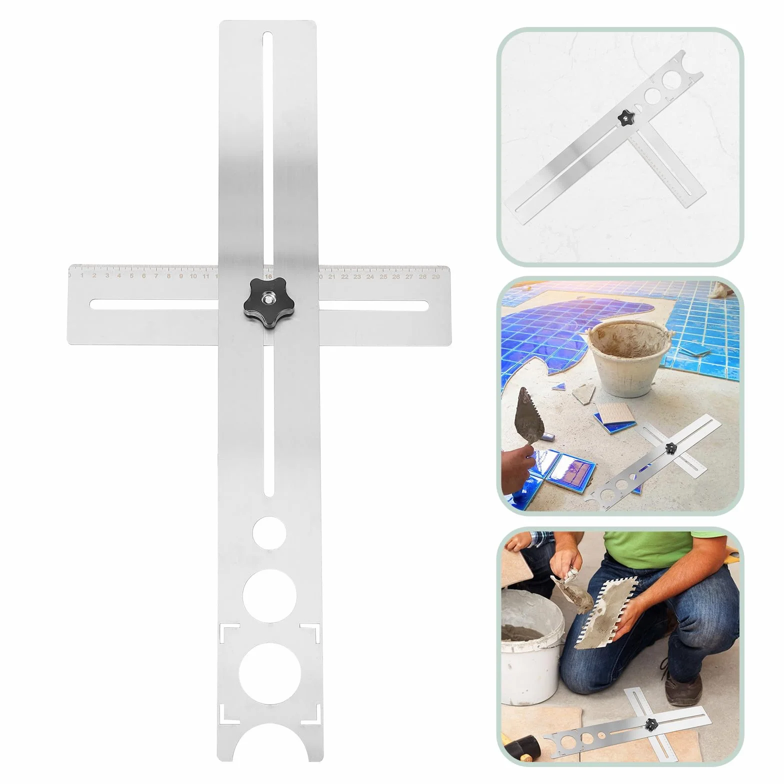 Righello da 60 cm in acciaio inox per fori piastrelle ceramica marmo vetro