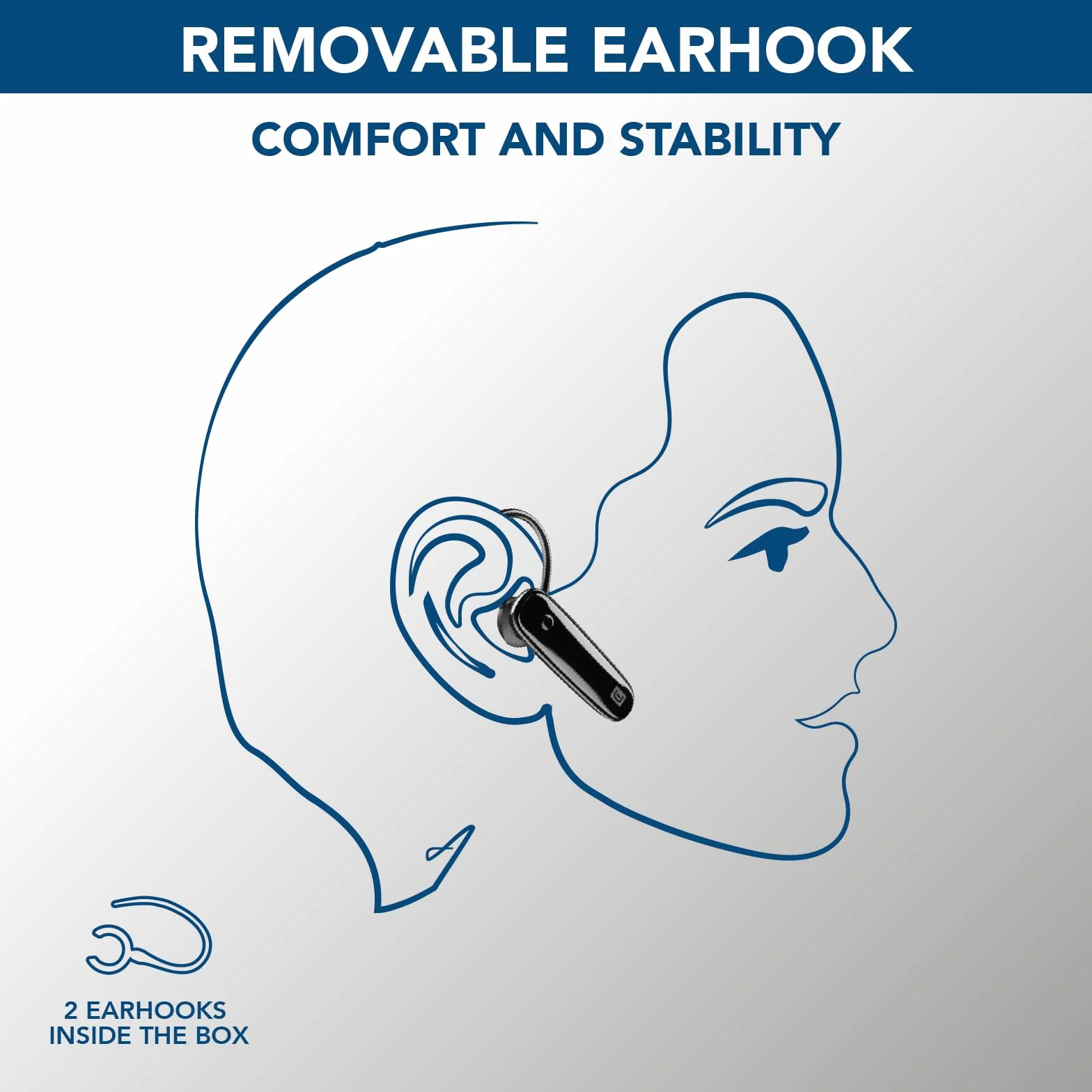 cellularline | SCORE | Auricolare Bluetooth® Mono Ergonomico con Archetto Removibile - Play time 4 ore - Nero