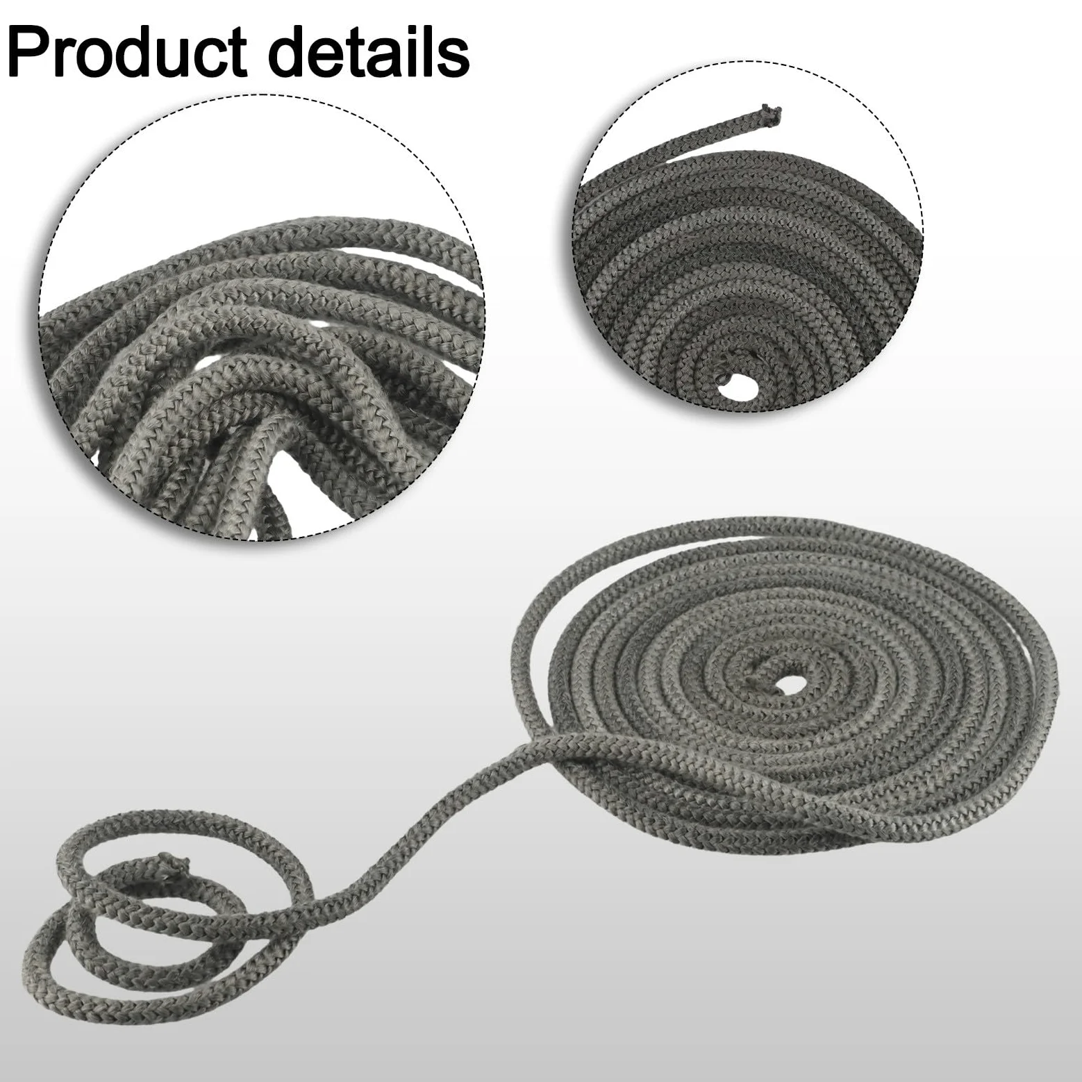 Corda per stufe/Wizard, Cavo for guarnizione della porta stufa in fibra di vetro nero, dimensioni multiple(8mm*4m)