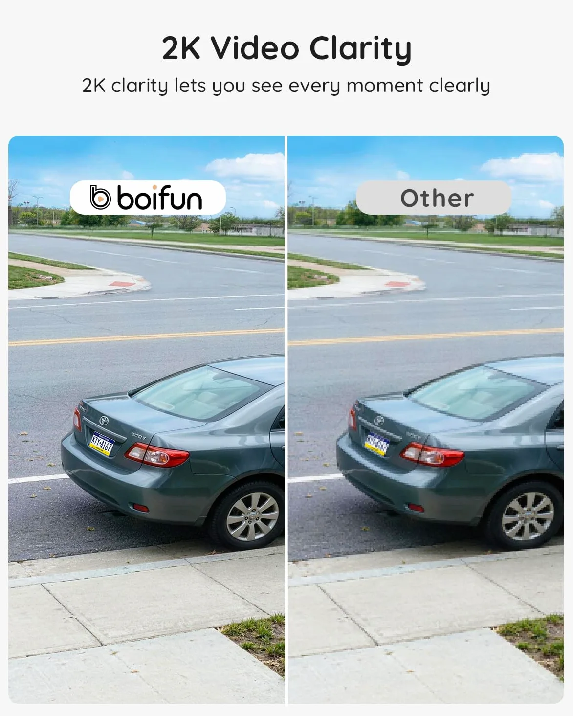 BOIFUN Videocitofono 2K wireless, senza canone mensile, rilevamento del movimento, conversazione bidirezionale, visione notturna chiara, batteria ricaricabile, funziona con Alexa, scheda SD e