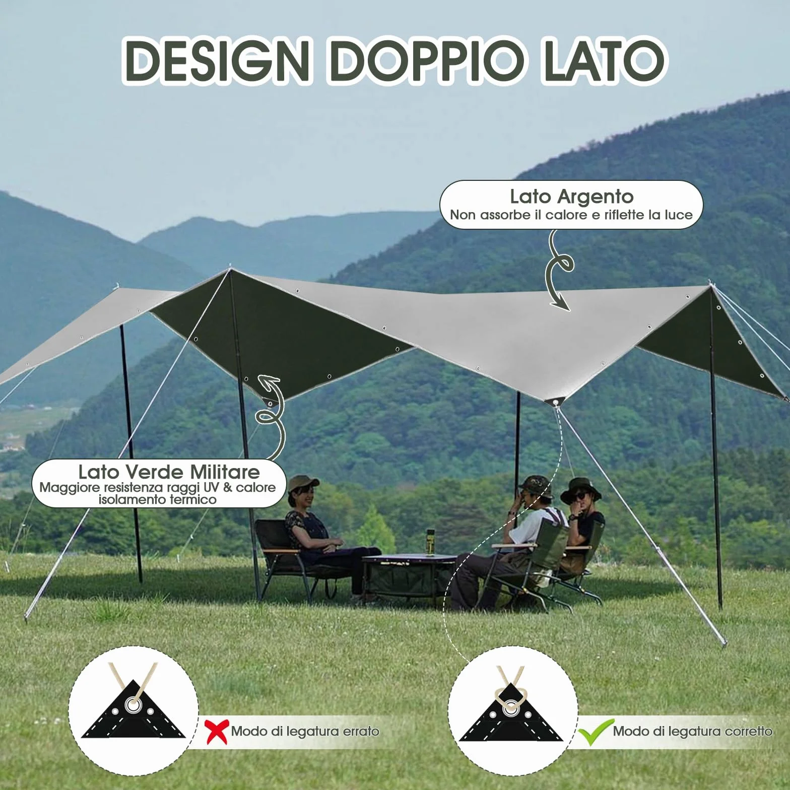 Telo Impermeabile Esterno 2x3m 180 g/m² PE con Rinforzato Occhielli, Telone Resistente ai Raggi UV Agli Strappi, Telo Protettivo Copertura Multiuso per Mobili da Giardino Barche Legno Piscina Camion