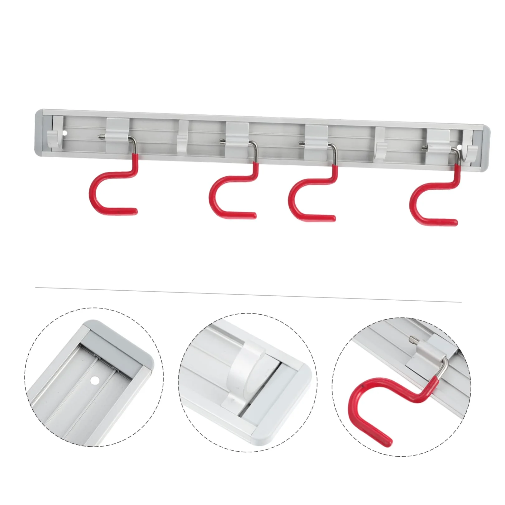 Cabilock Porta Scope in Lega di Alluminio Argento, Supporto Antiscivolo Salvaspazio 4 Ganci, per Garage e Casa