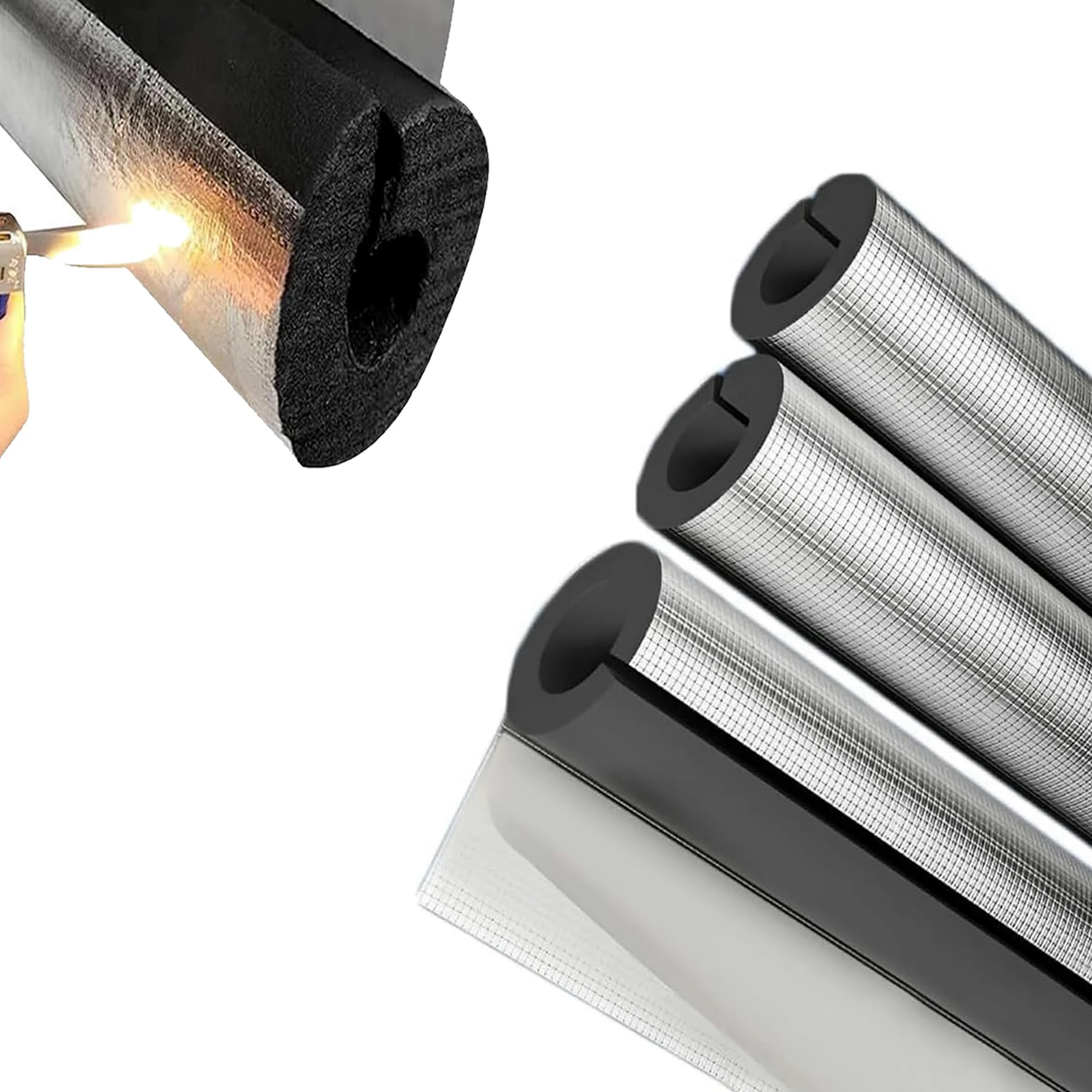 Tubo in Schiuma Isolante per Tubi 'Acqua (ID) 110mm x (T) 20mm | Tubo Isolante Antigelo per Esterni, Isolante per Tubi in Foglio di Alluminio Autosigillante, per Acqua Calda Irrigazione