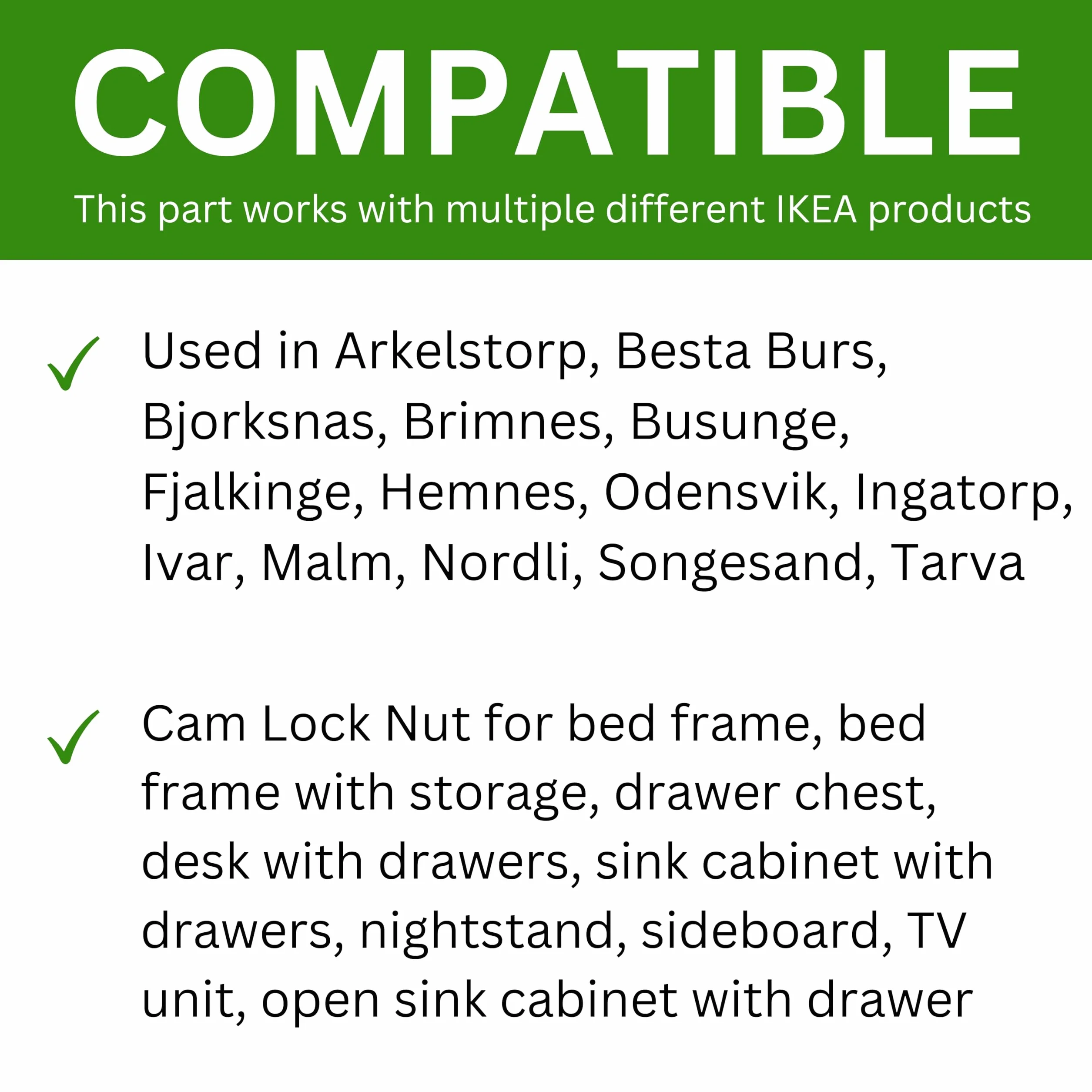 Dado di bloccaggio a camma 12 mm ricambio per Ikea confezione da 10