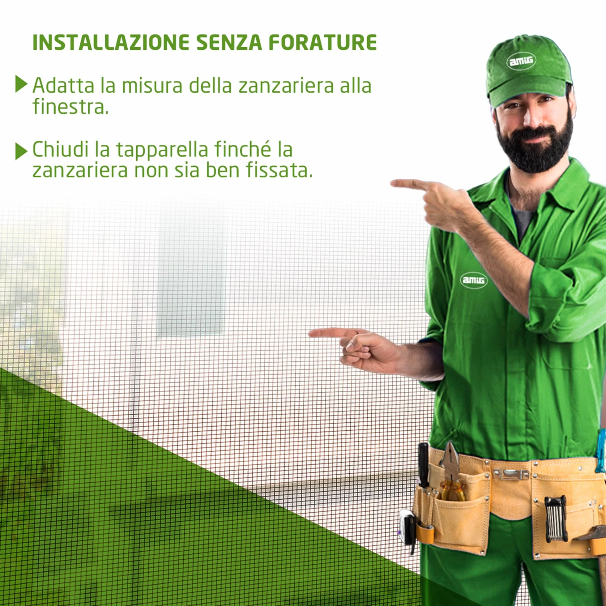 Zanzariera Estensibile 70x50 cm Amig Alluminio Bianco Rete Fibra di Vetro Grigia