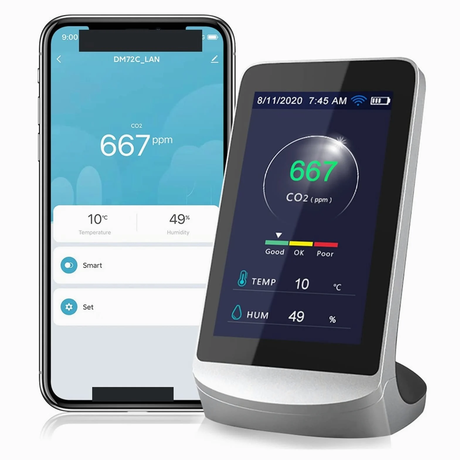 Monitor gas, rilevatore perdite gas, Rilevamento e rilevamento di anidride carbonica CO2WIFI. Versione Temperatura e umidità Versione inglese Rilevatore di qualità de-ll'aria per casa, camper, fognatu