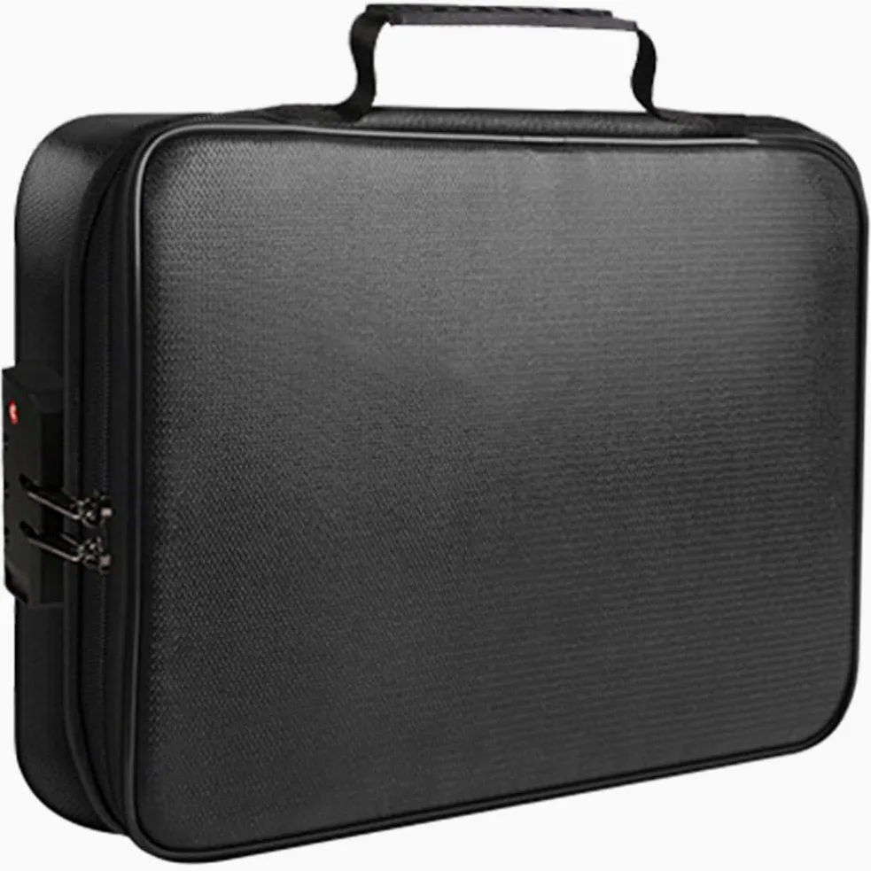 Borsa per Documenti Ignifuga con Serratura Borsa per Documenti Sicura Borsa Impermeabile per Documenti di Denaro, Gioielli E Passaporto
