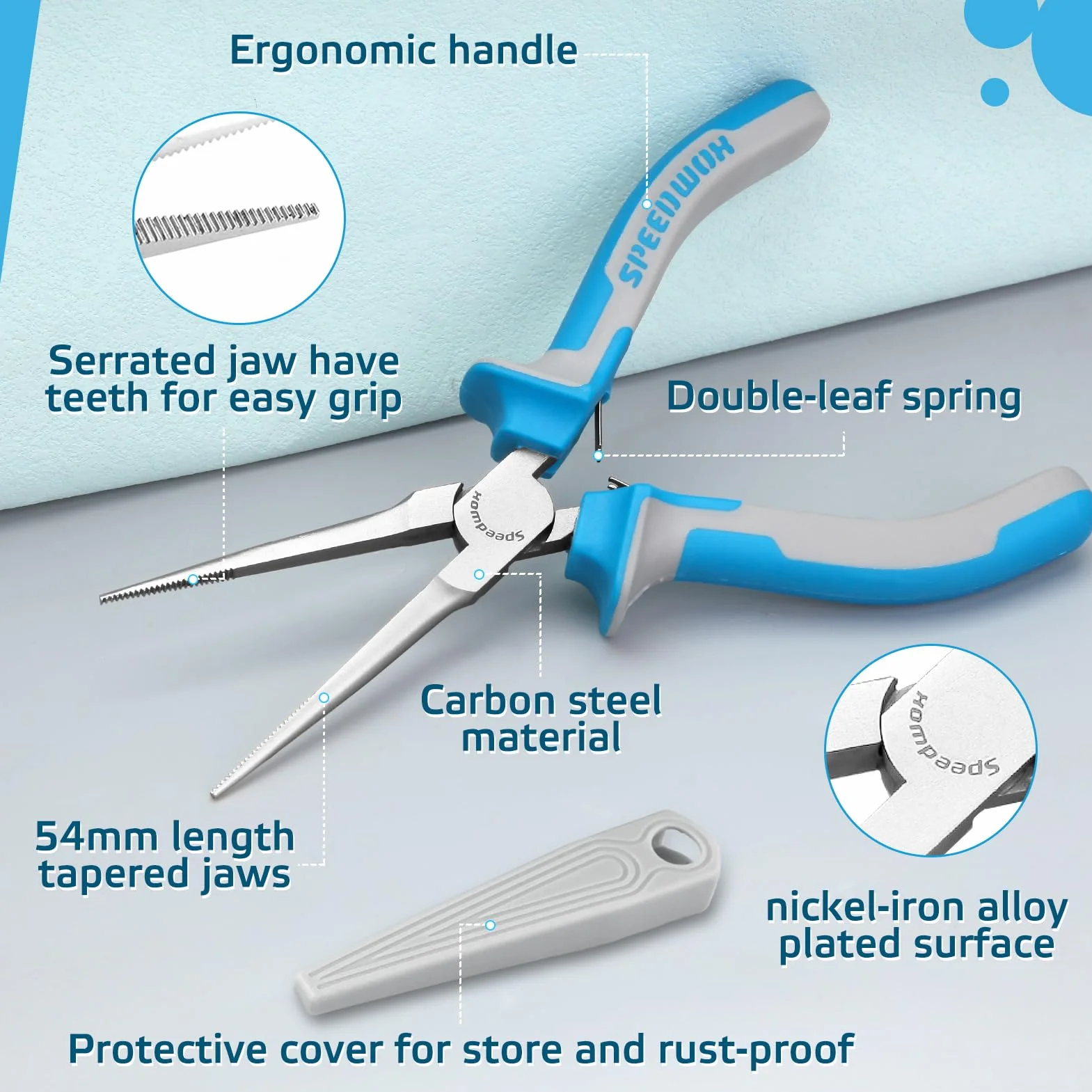 SPEEDWOX Pinza a becco ago 15 cm blu mascella seghettata