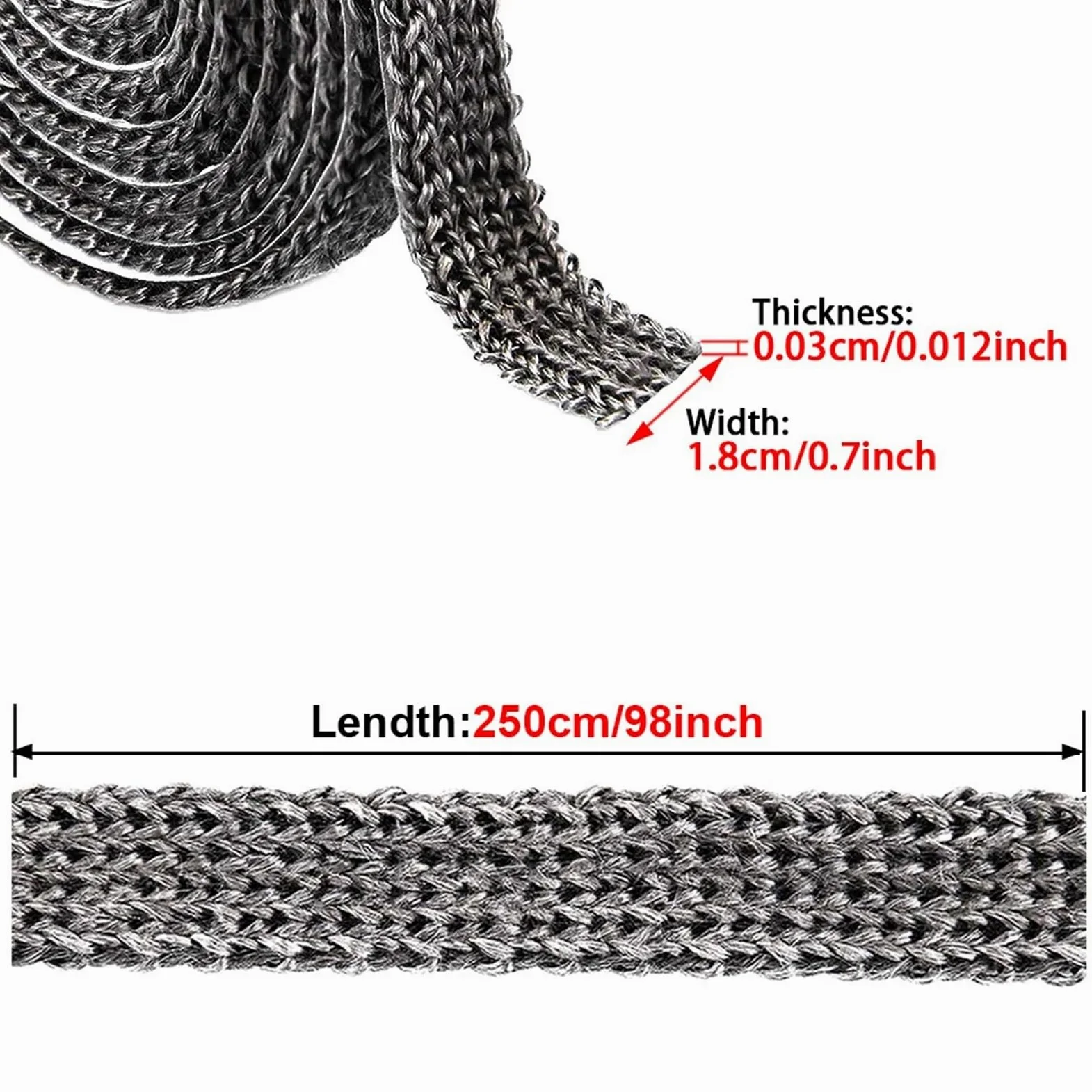 Guarnizione Stufa a Legna Nastro sigillante for camino 18X3.0MM | Guarnizione autoadesiva for stufa for porta camino con corda for focolare aperto da 2,5 m