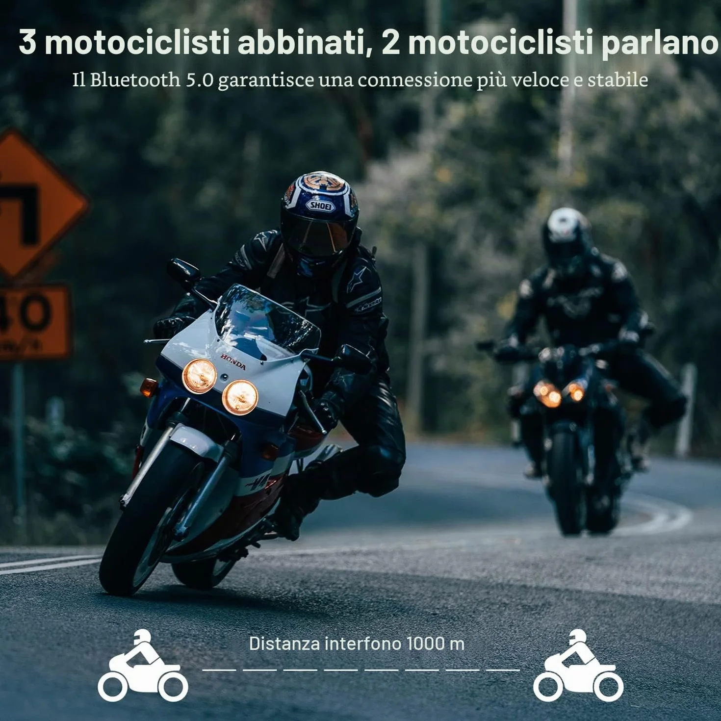 Interfono Moto Bluetooth Coppia BT-S2 Auricolari Bluetooth Casco Moto - Doppia, Microfono Duro