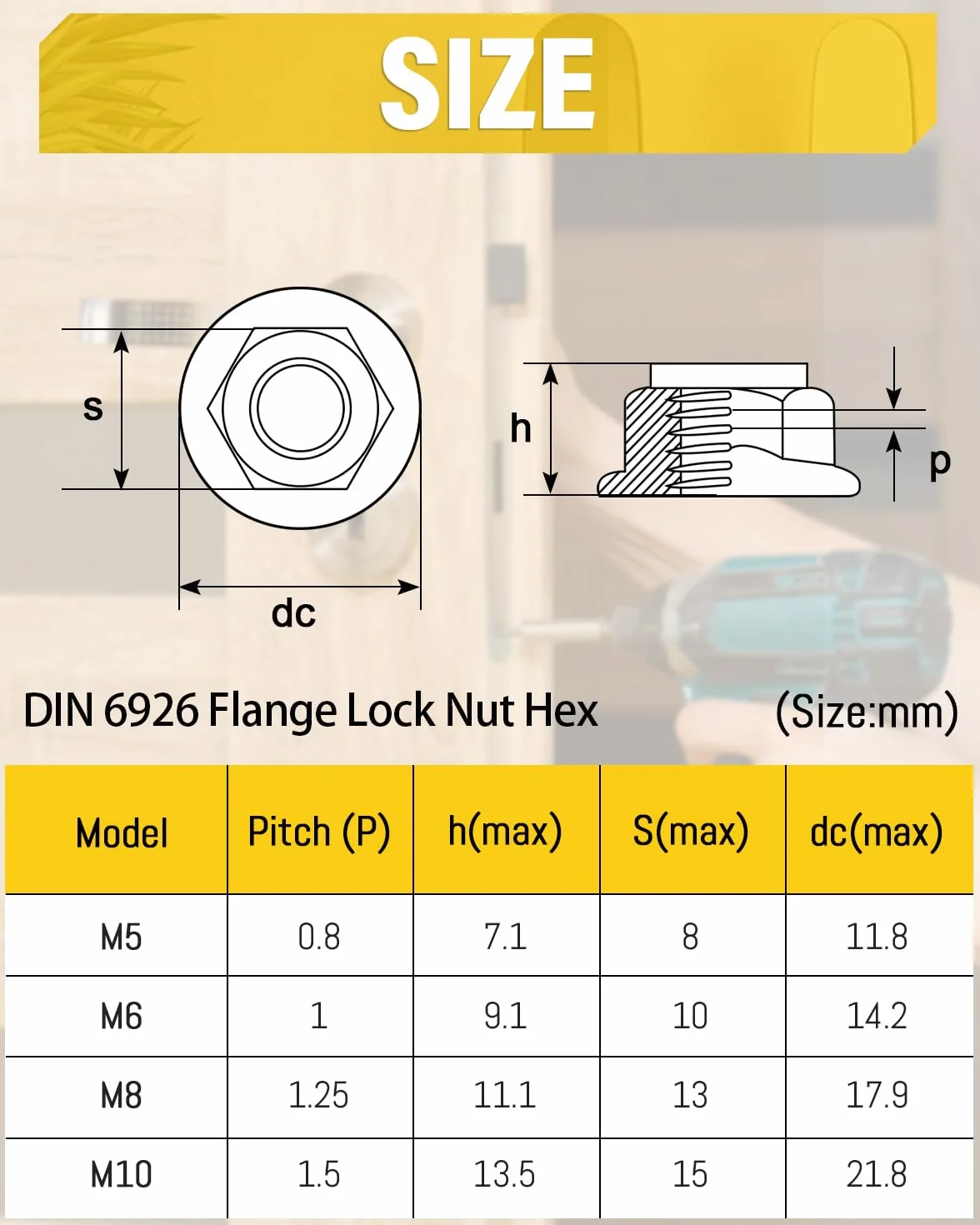 Dadi Esagonali a Flangia M8 DIN 6926 Autobloccanti Dentati Acciaio Inox A2