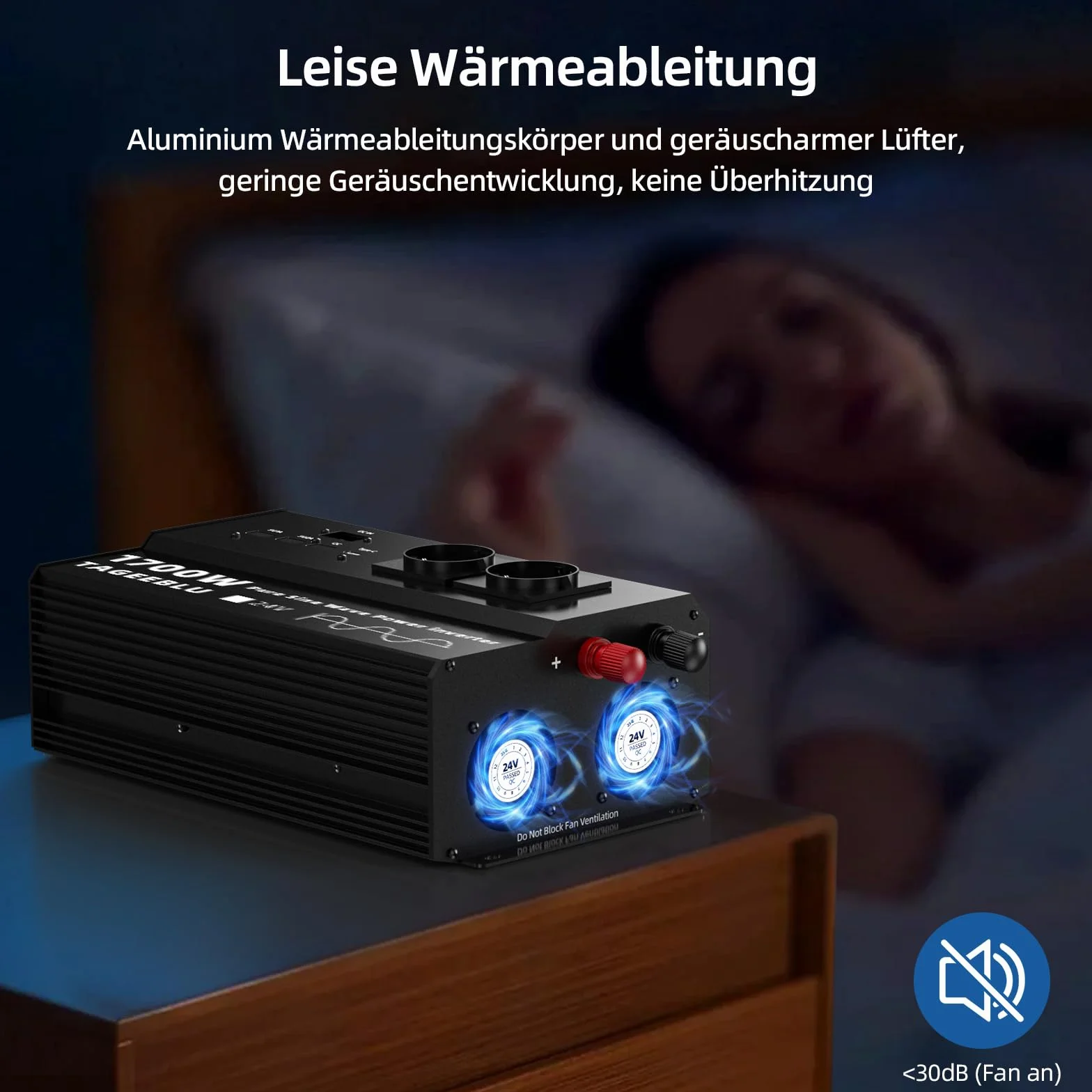 1700W inverter 24v 220v Onda Pura con Display LCD, 4 EU Presa, 4 ports USB et Tipo C 30W