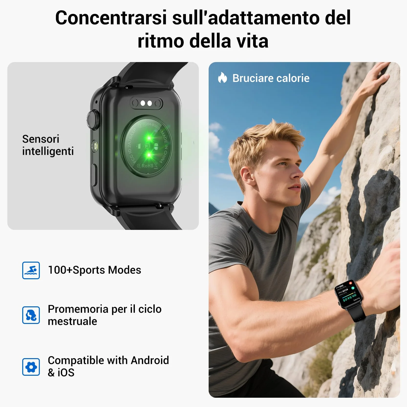 Smartwatch Uomo Donna, Orologio Smartwatch con Effettua/Risposta Chiamate, LED Torcia, Orologio Intelligente con DIY Quadranti, Contapassi, Sonno, Smart Watch per Android iOS(2 Cinturini)