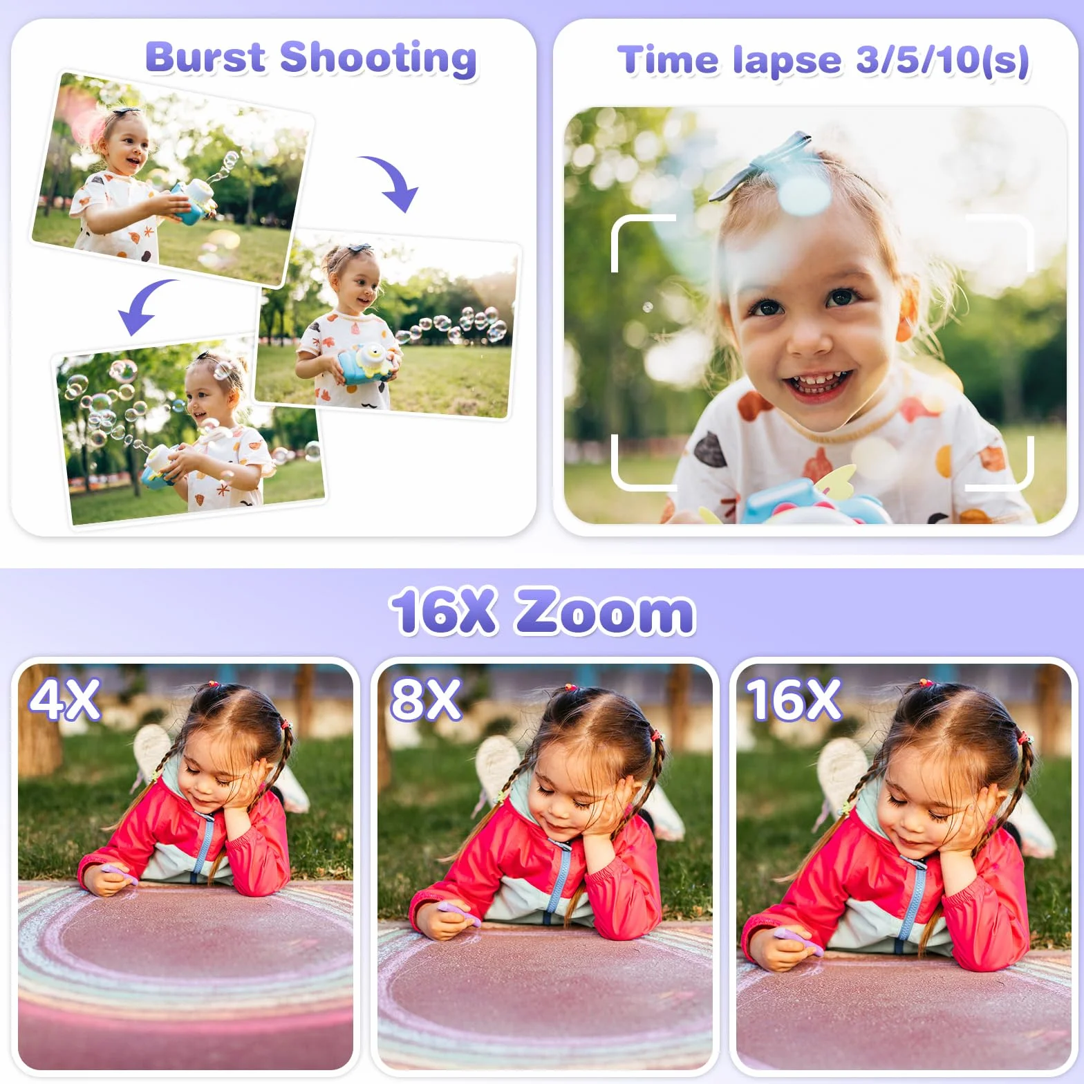 Fotocamera istantanea per bambini con selfie, fotocamera compatta 1080P HD, stampa istantanea di foto, regalo di compleanno, regalo di Natale, giocattolo a partire da 3, 4, 5, 6, 8, 7, 9, 10, 11 anni