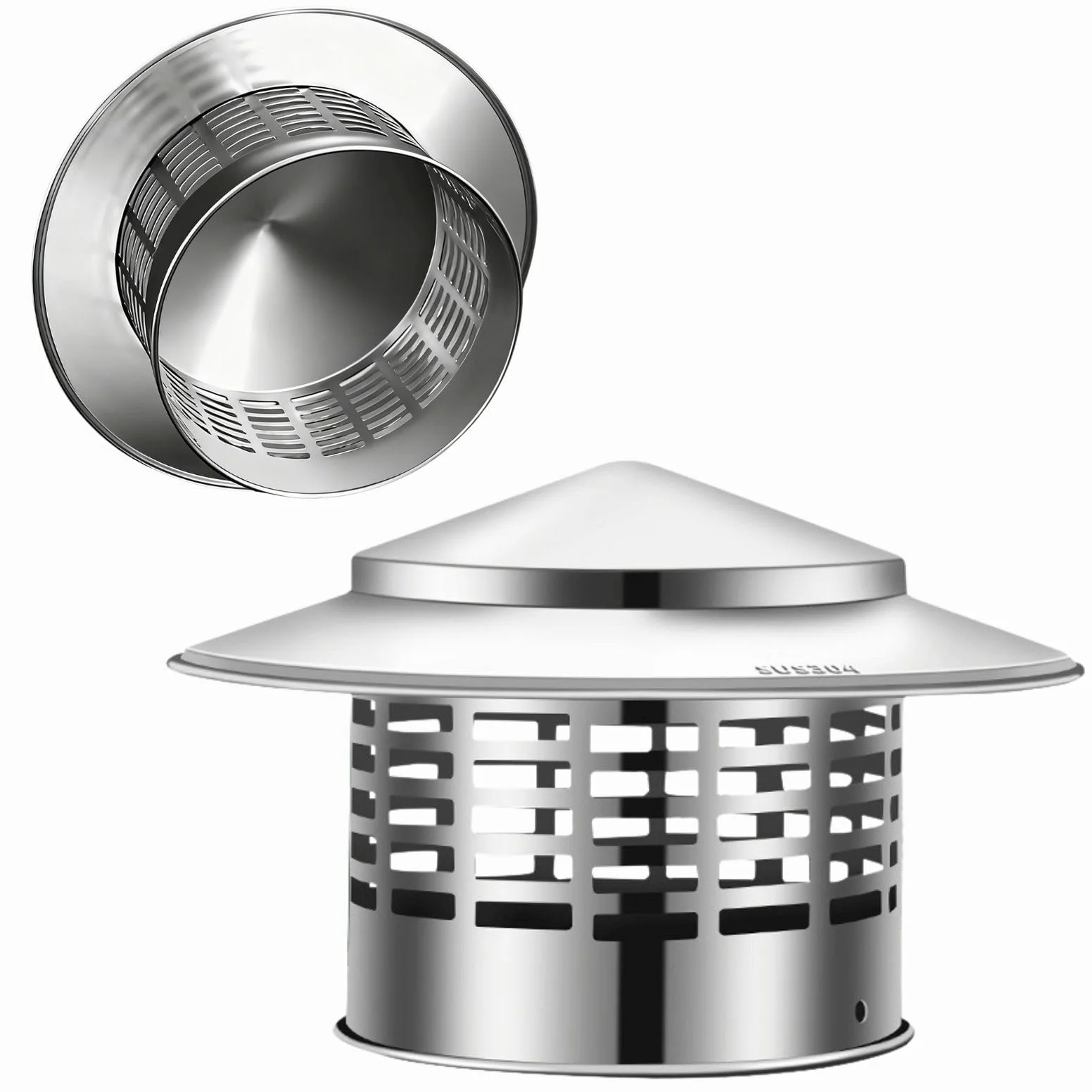 Cappello per camino,75/110/160/200/250/300mm acciaio inox Comignolo,Tubo stufa Topper sfiato cappelli,Copertura canna fumaria per esterno Camino,Resistente alle intemperie rotondo tetto pioggia cope